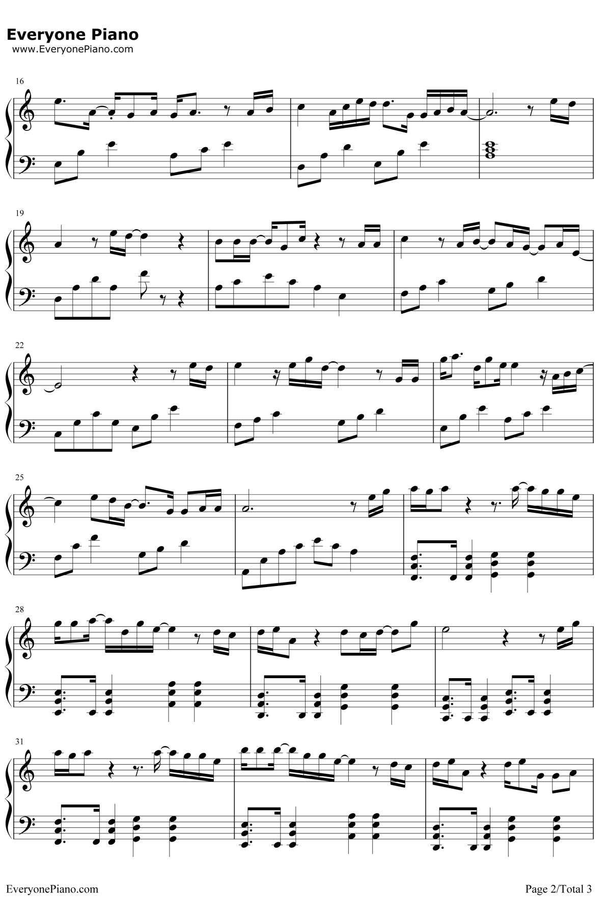 我们不一样钢琴谱2-大壮