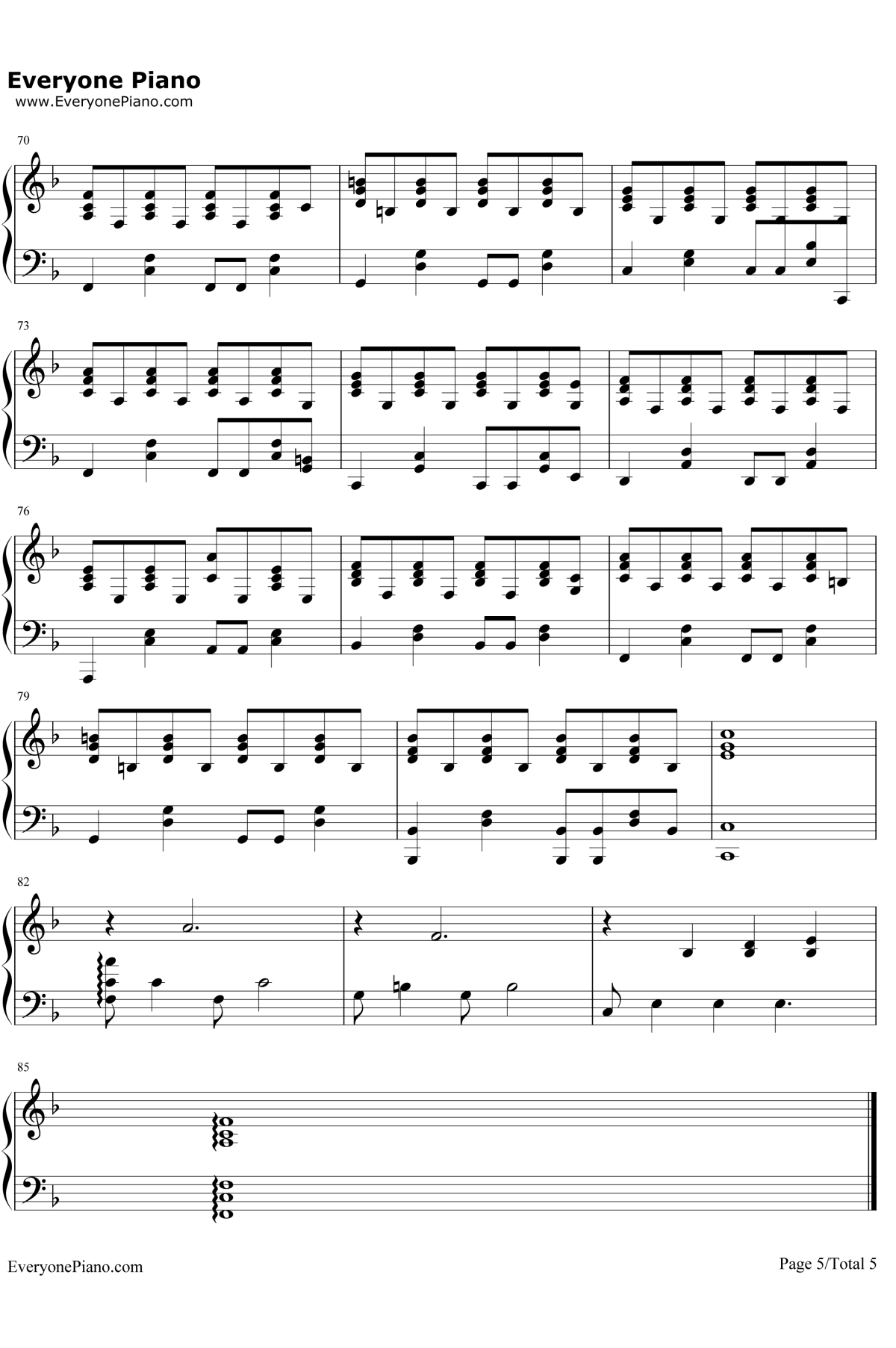 小幸运钢琴谱5-田馥甄