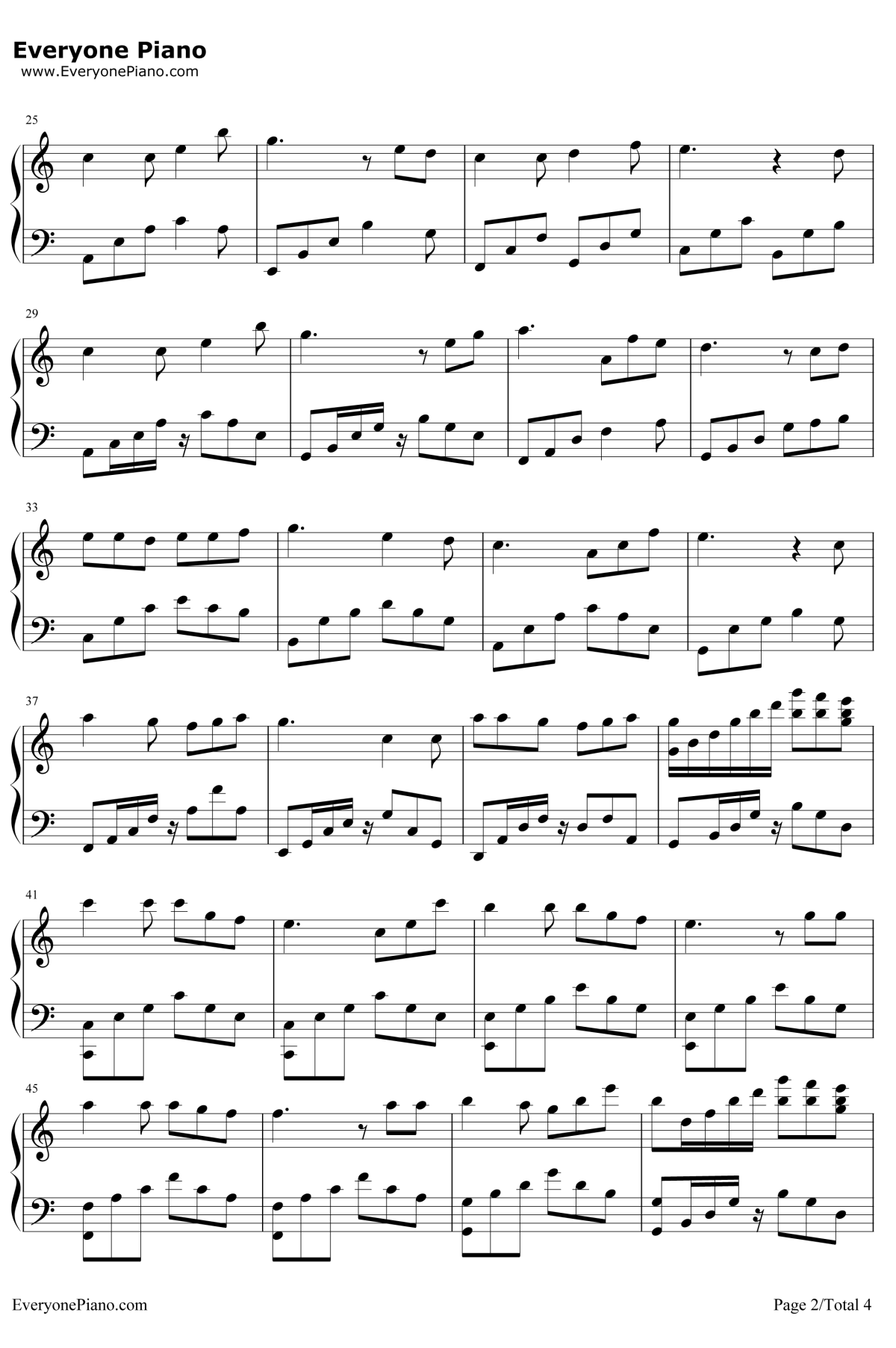 终身美丽钢琴谱2-郑秀文