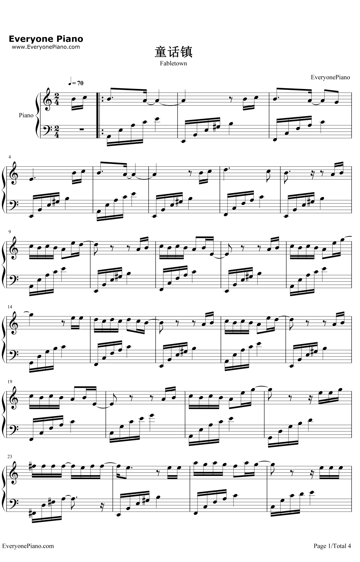 童话镇钢琴谱1-陈一发儿