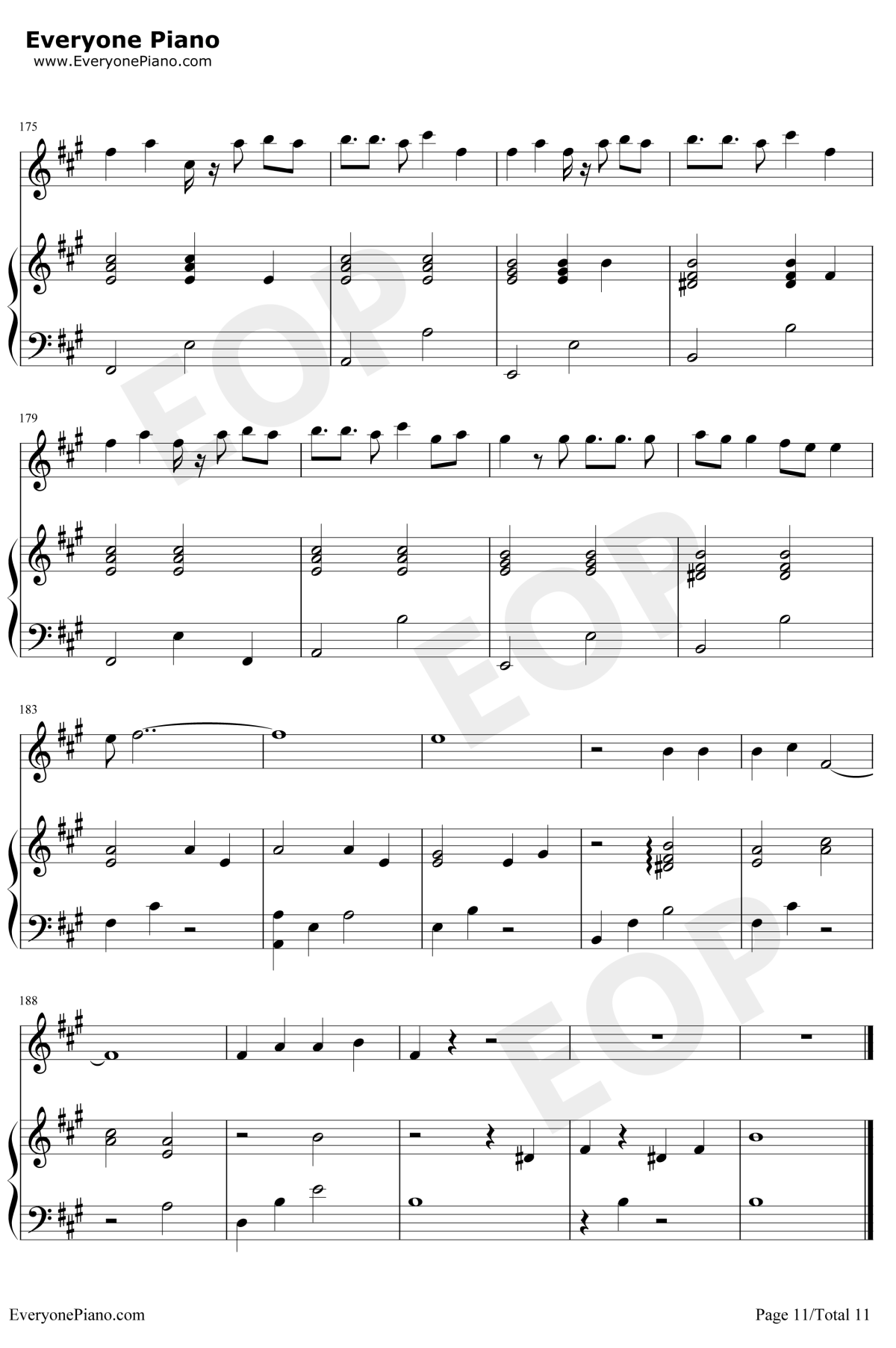 异类钢琴谱11-华晨宇