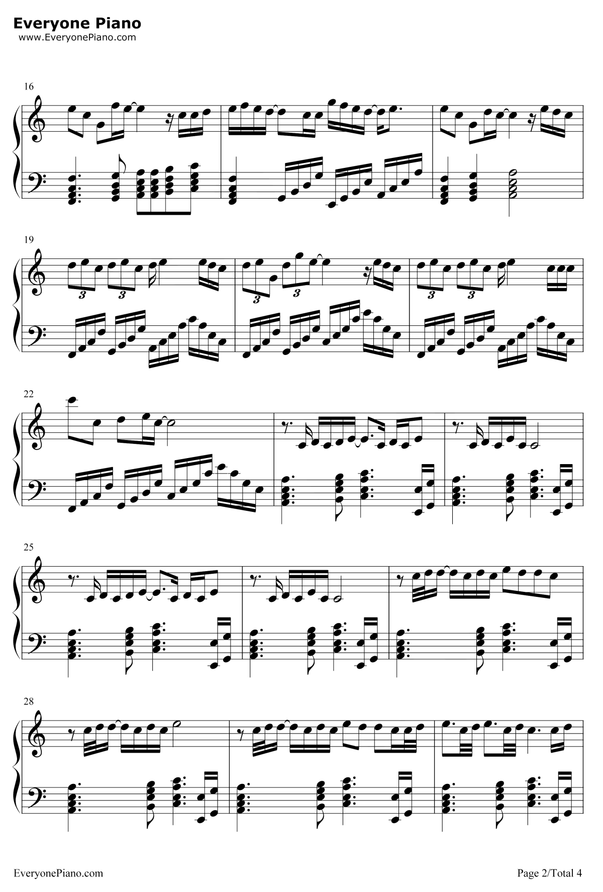 第一次告白钢琴谱2-TFBOYS