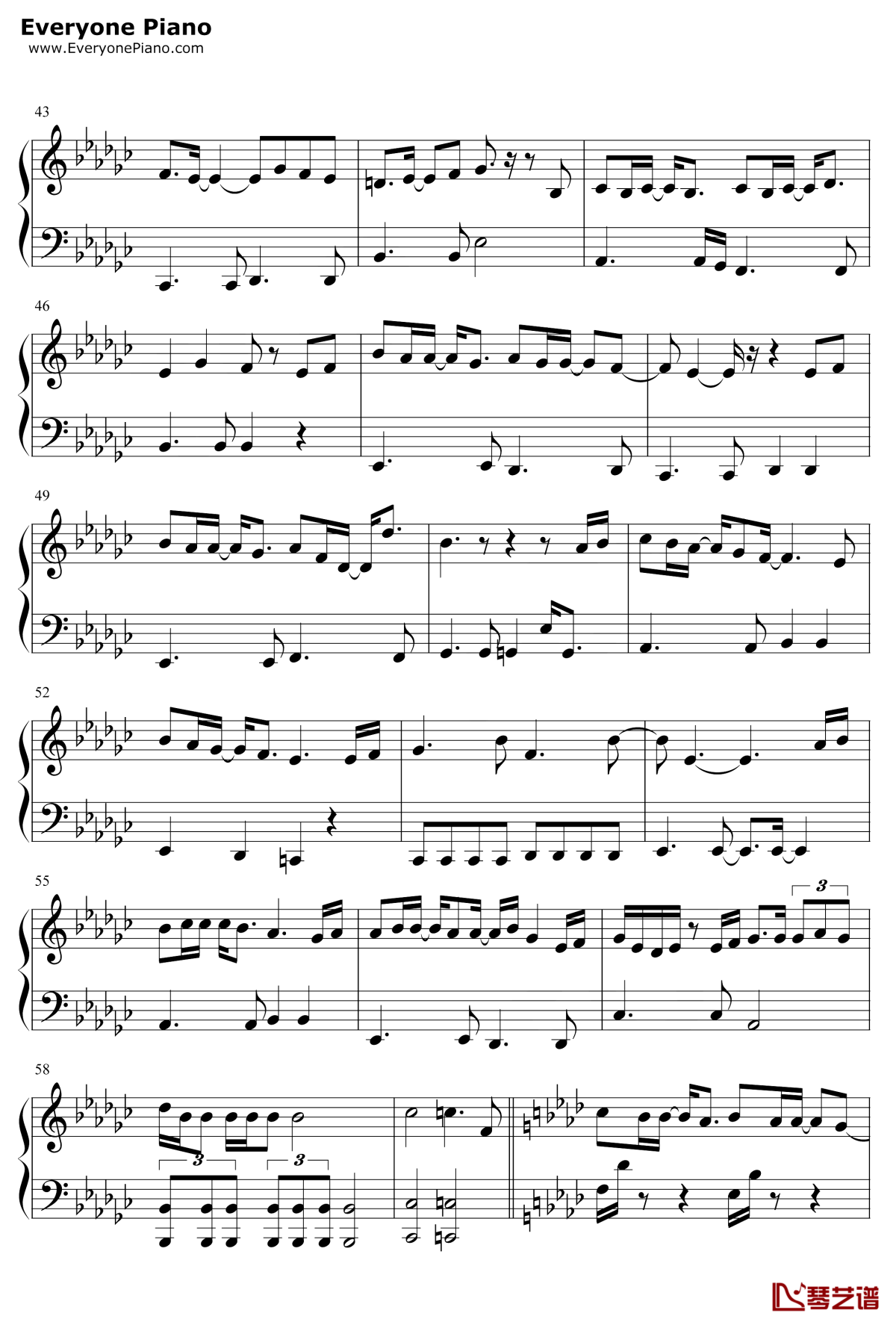 睡公主钢琴谱3-邓紫棋