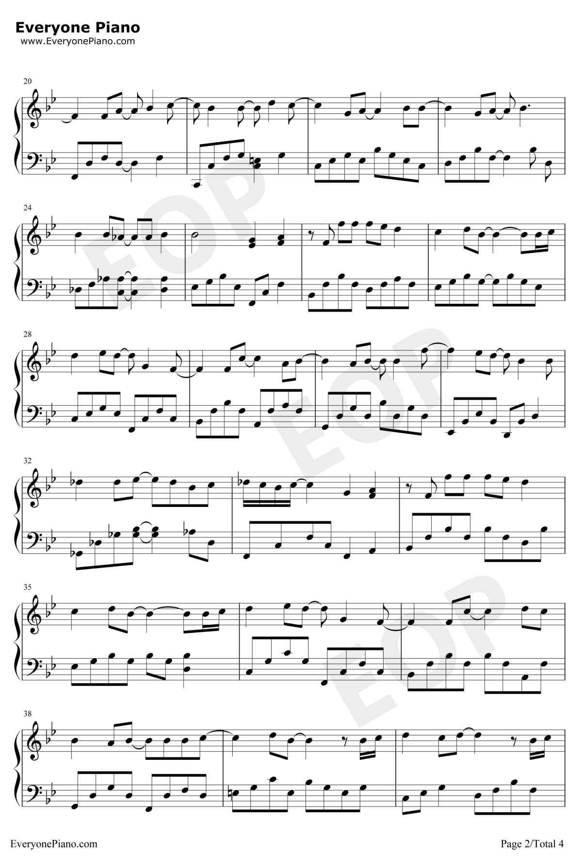 一眼瞬间钢琴谱2-张惠妹