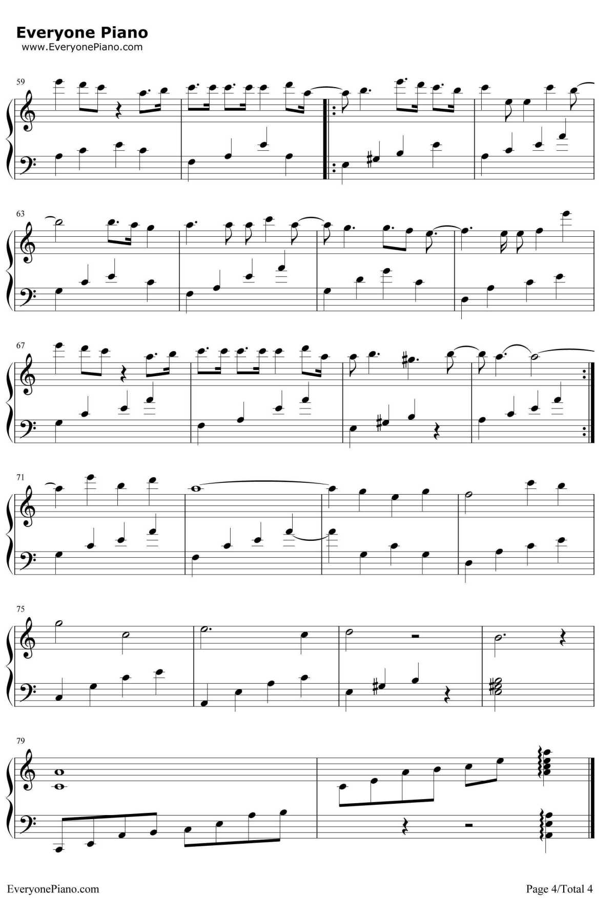 红玫瑰钢琴谱4-陈奕迅