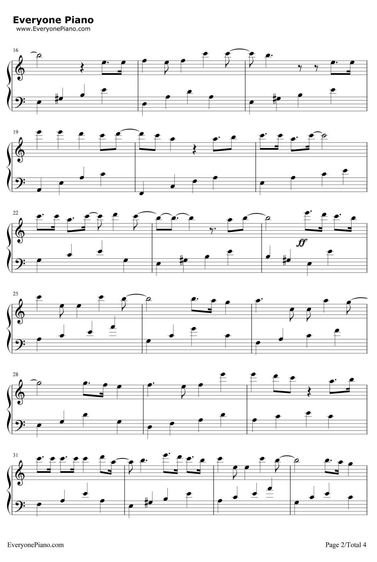 红玫瑰钢琴谱2-陈奕迅