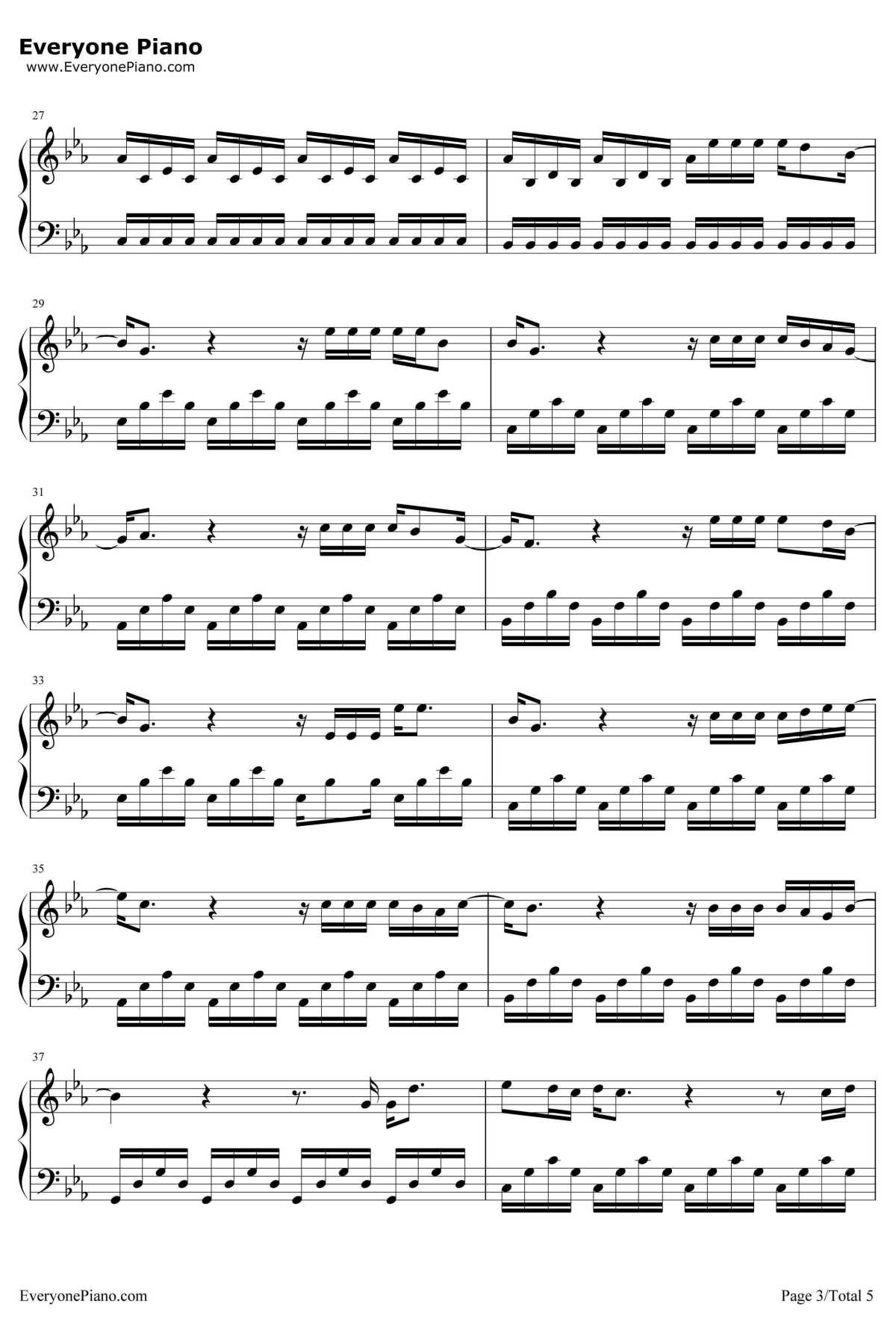 遇见你钢琴谱3-牛奶咖啡