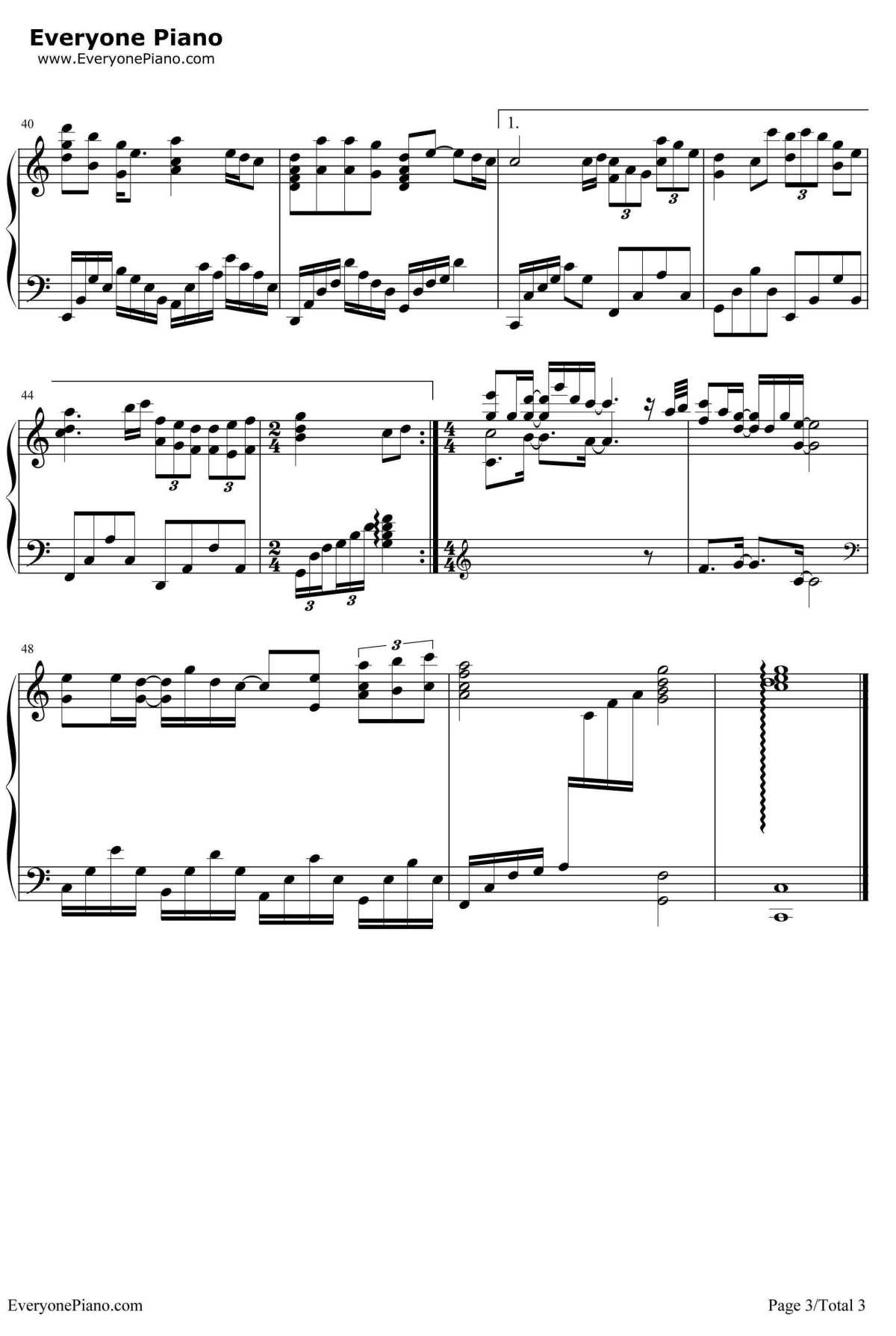 红豆钢琴谱3-王菲