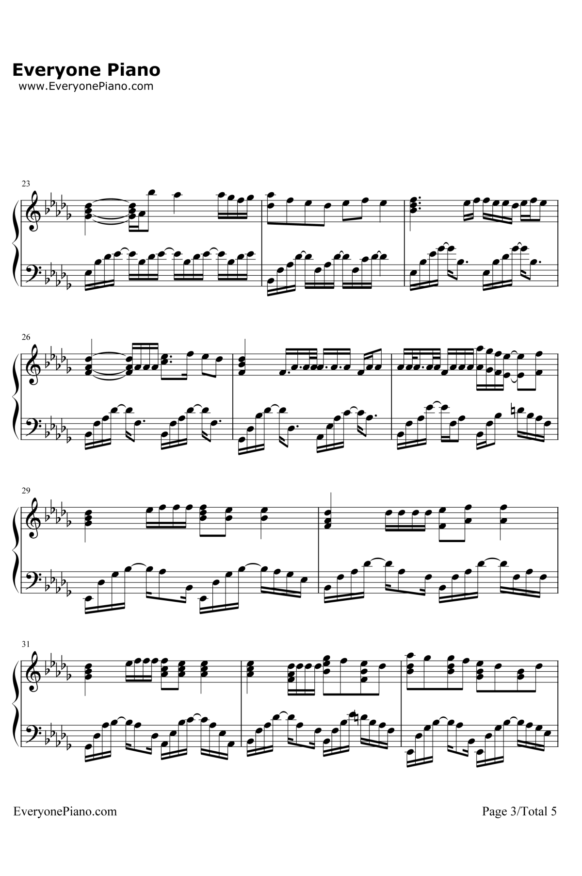 诺言钢琴谱3-鹿晗