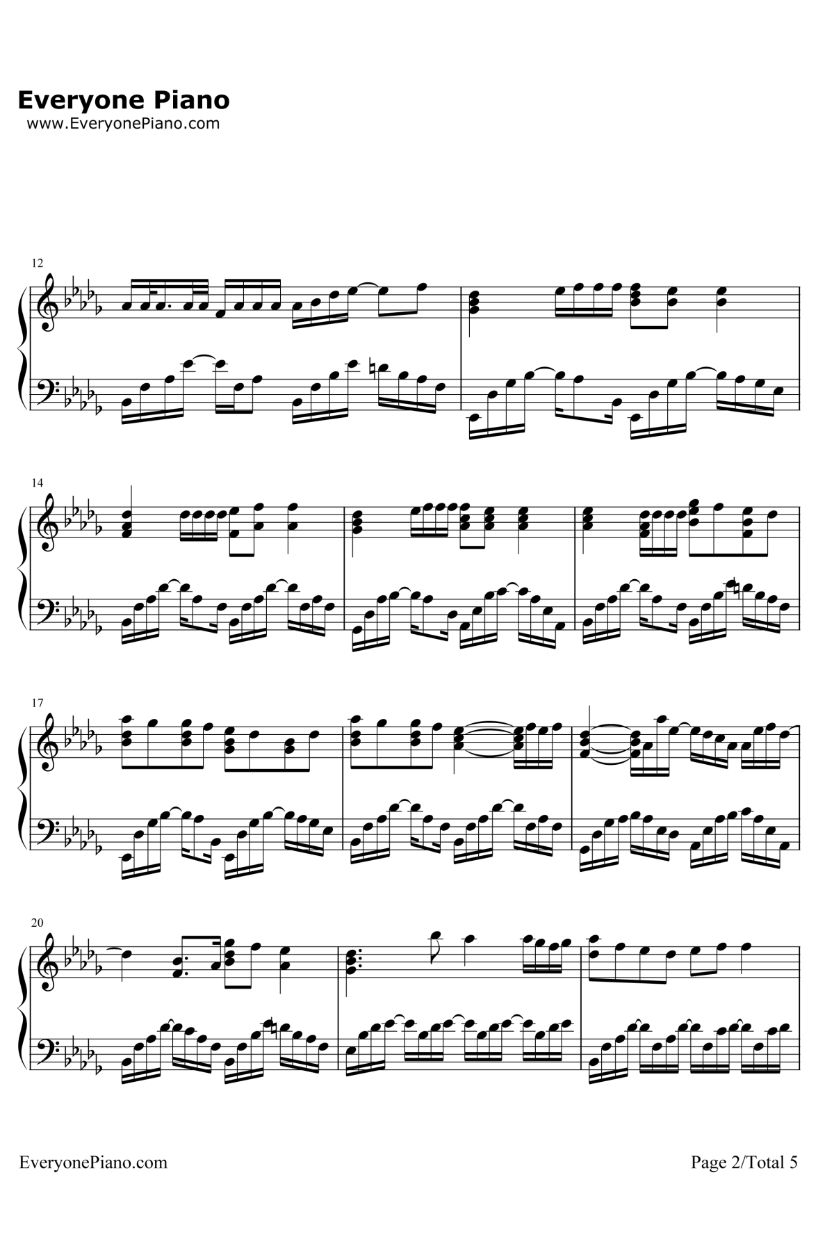 诺言钢琴谱2-鹿晗