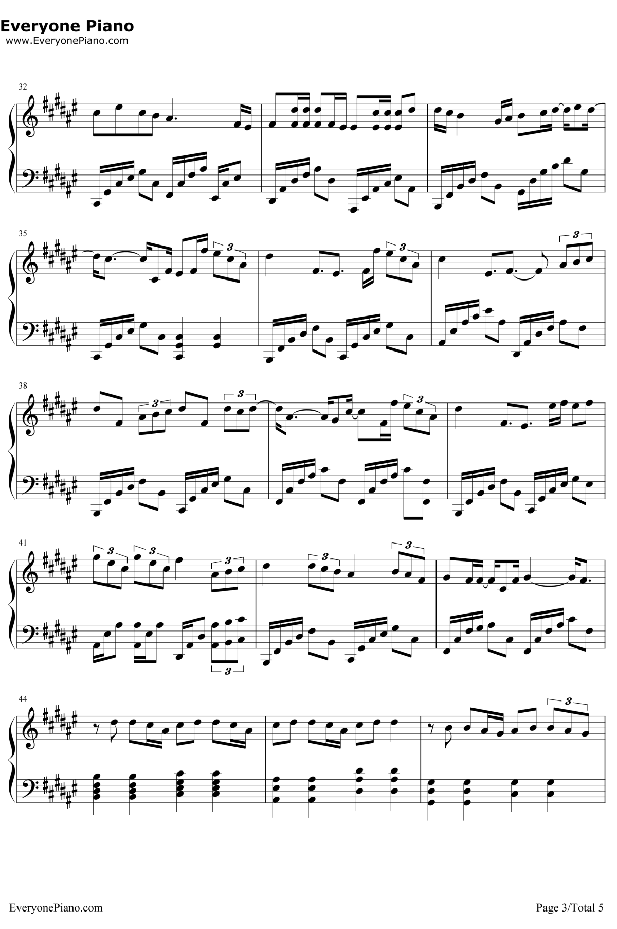 阴天快乐钢琴谱3-陈奕迅