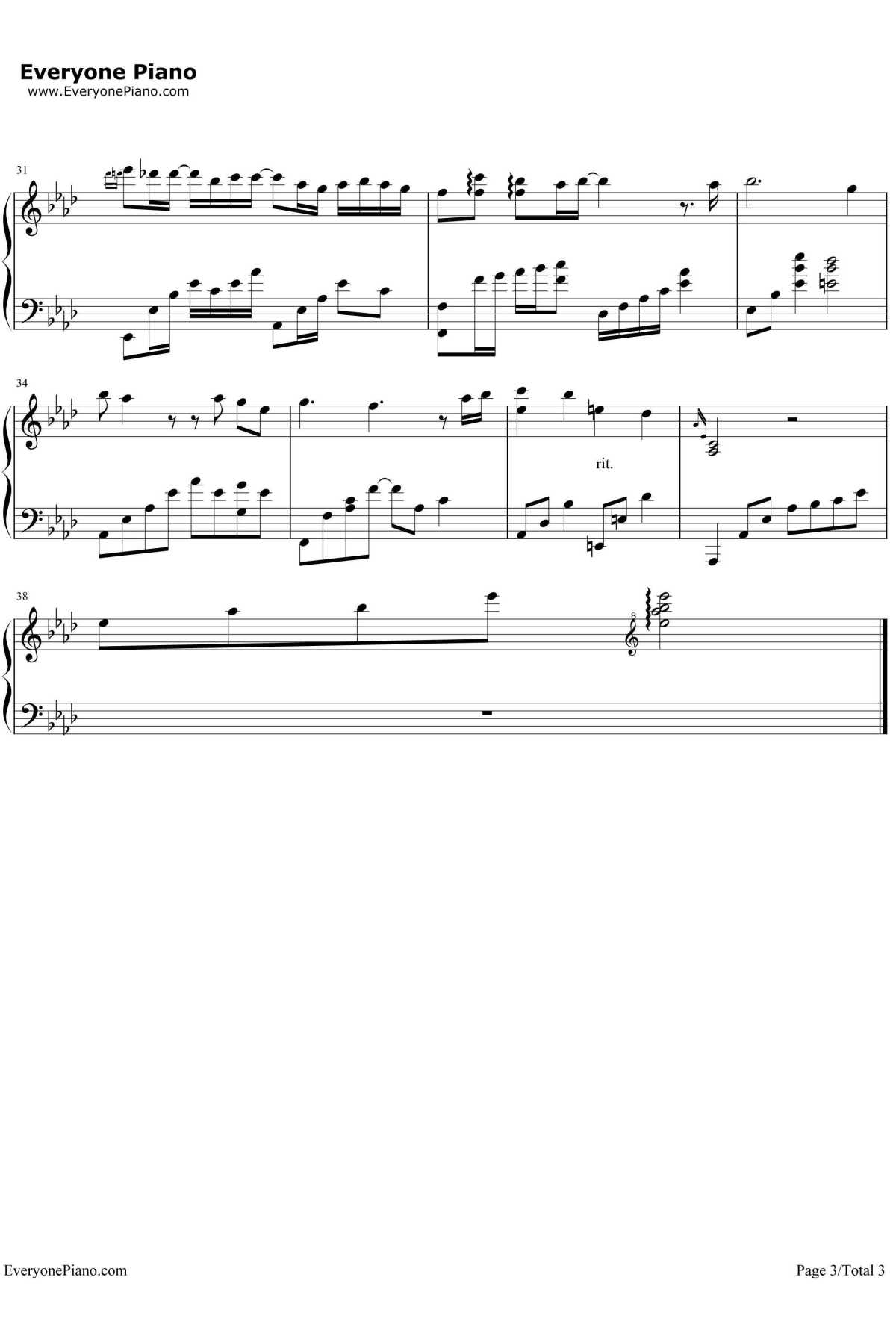 给我一个理由忘记钢琴谱3-A-Lin