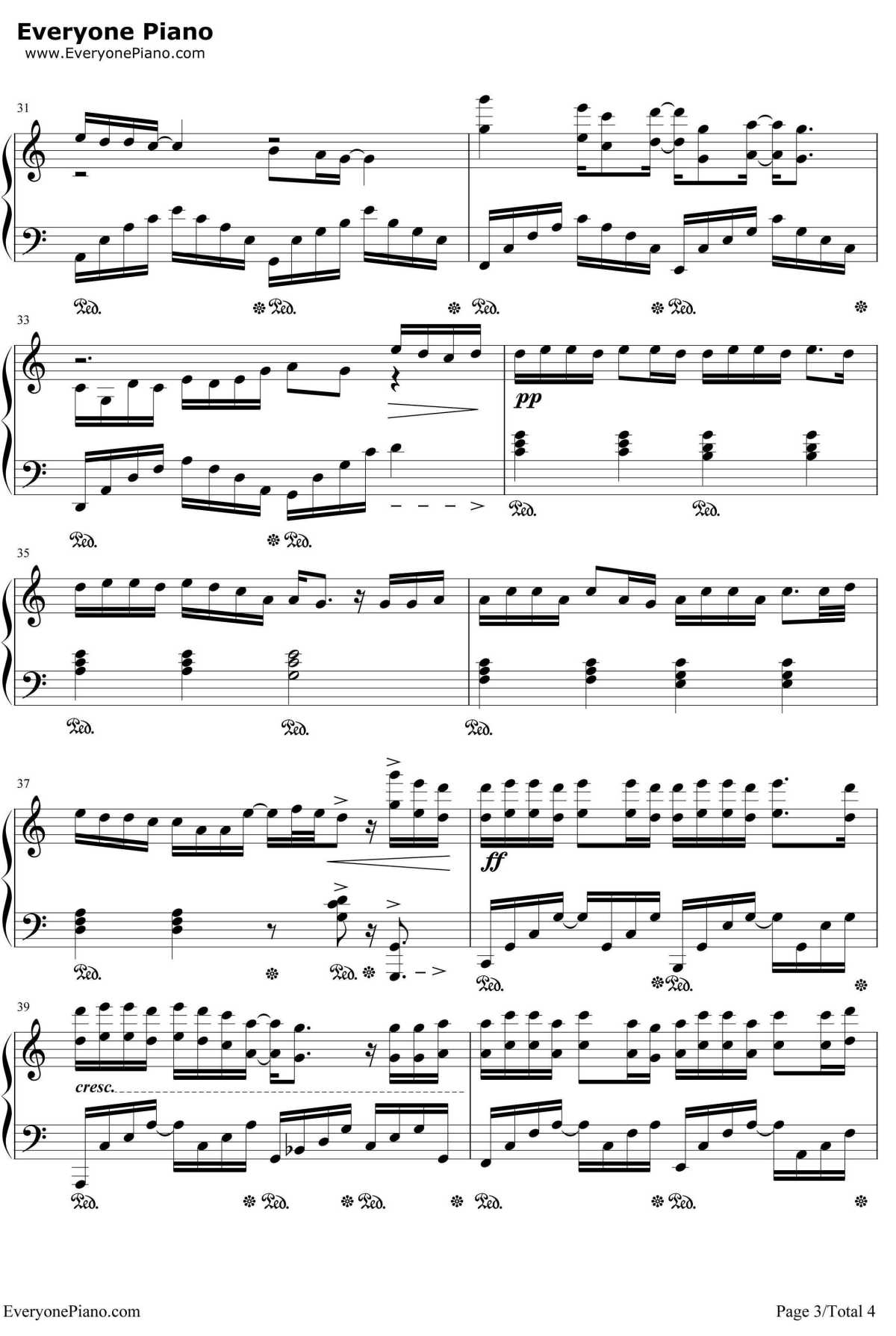 男人海洋钢琴谱3-周传雄