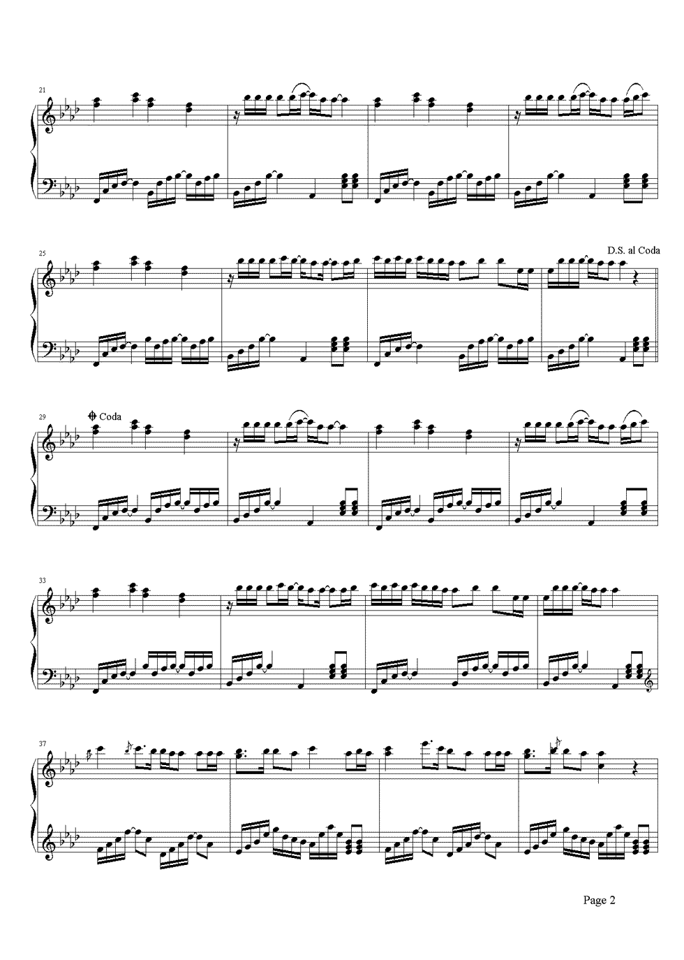 不得不爱钢琴谱2-潘玮柏