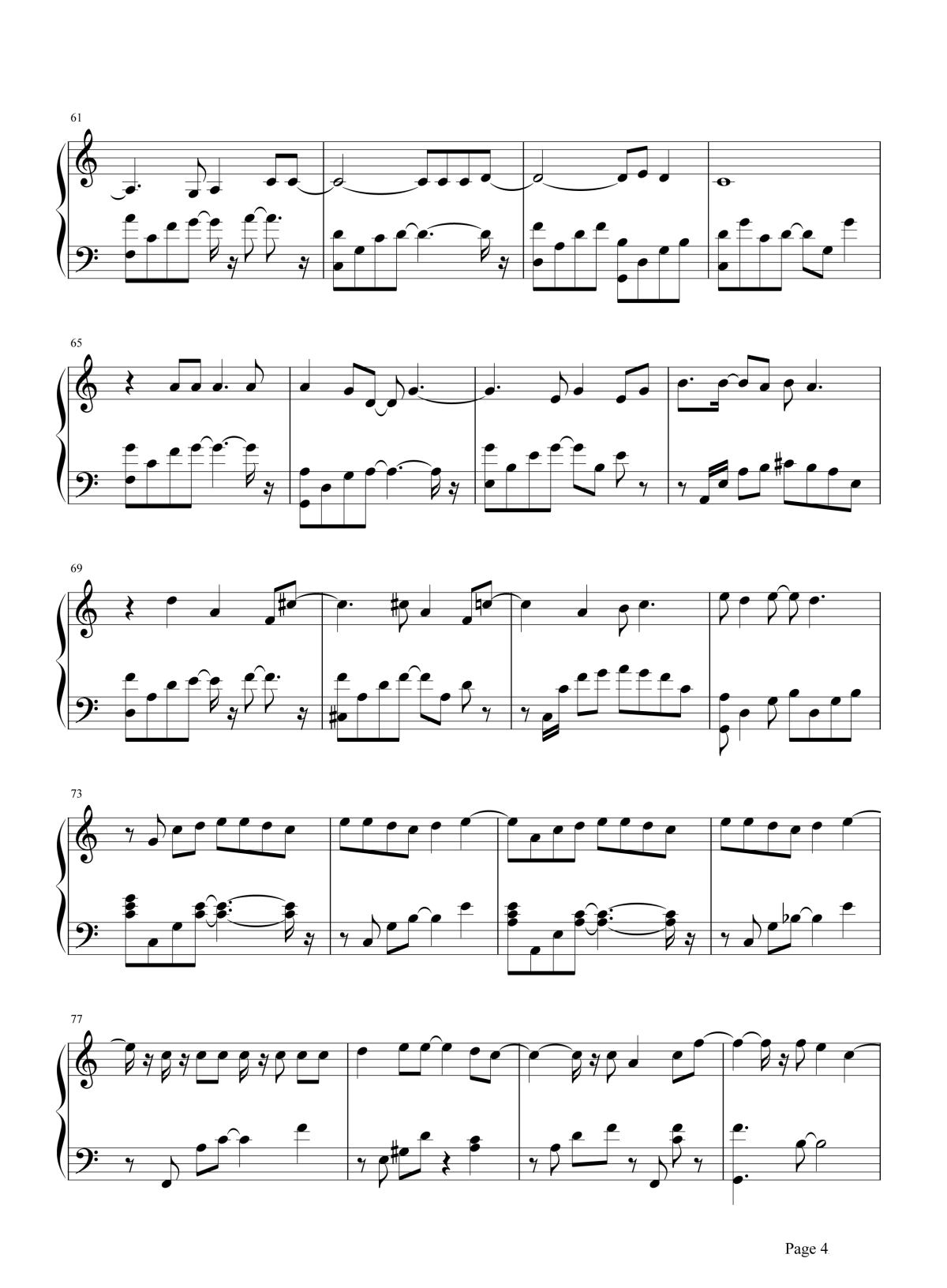 每天爱你多一些钢琴谱4-张学友