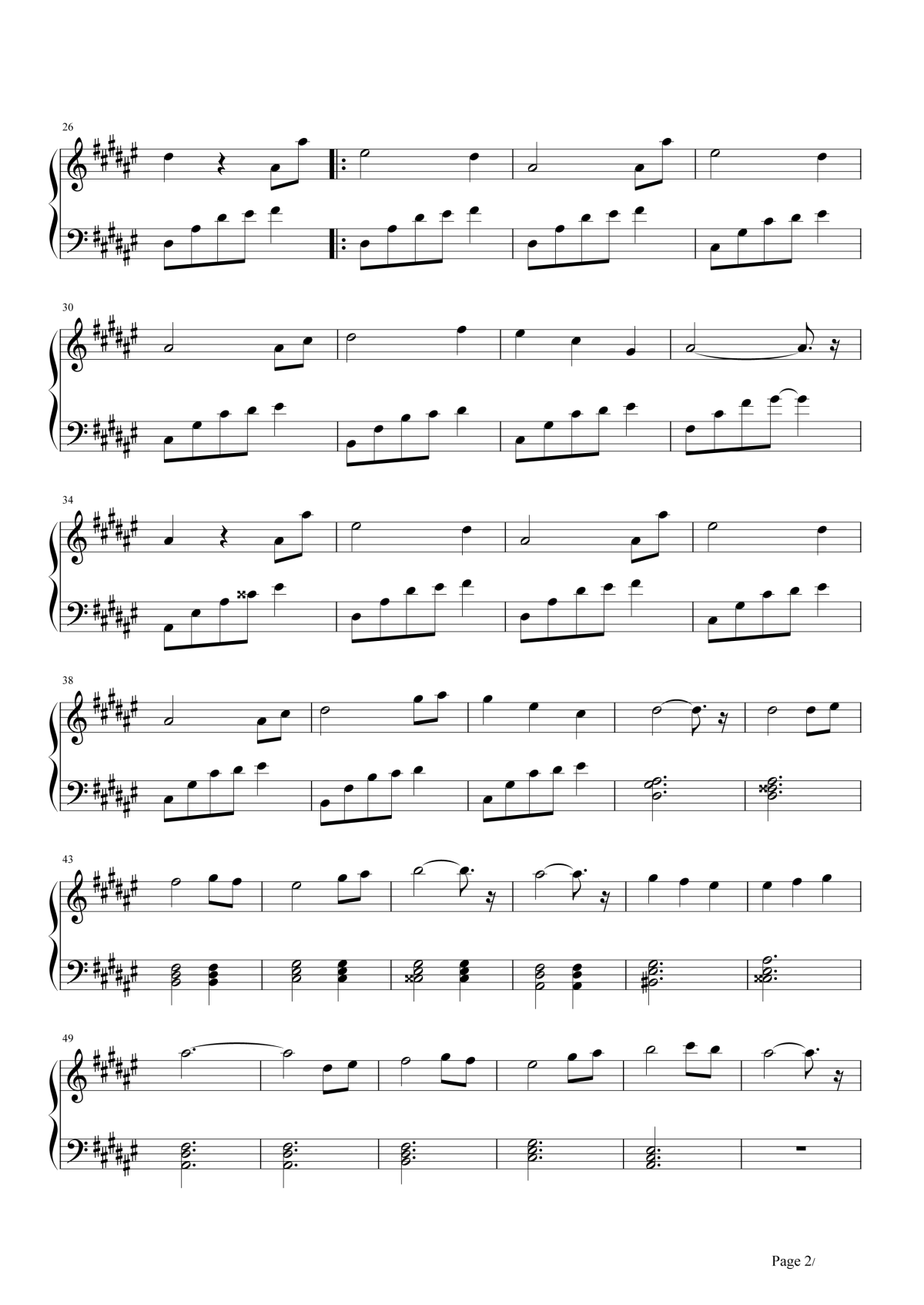 时光笔墨钢琴谱2-张碧晨