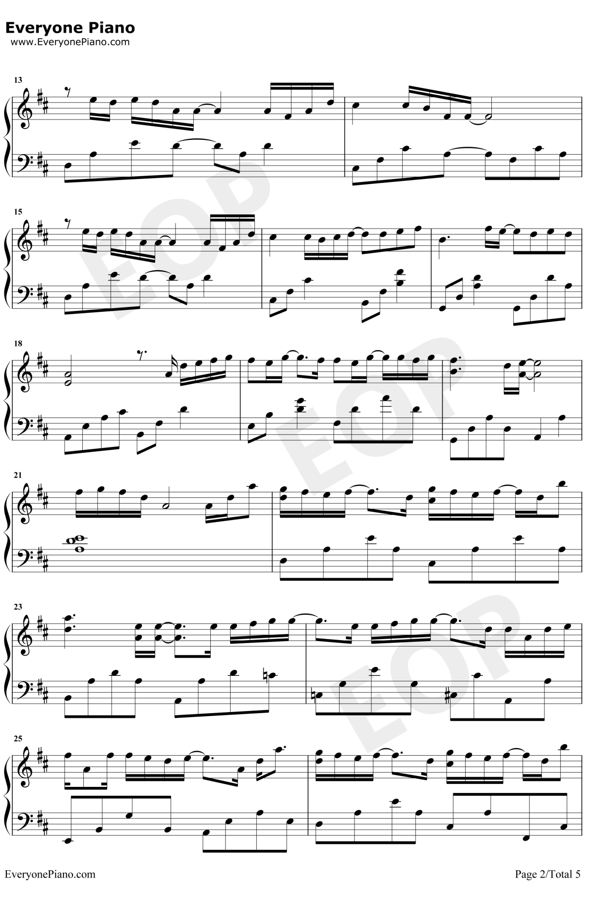 单向箭头钢琴谱2-双笙