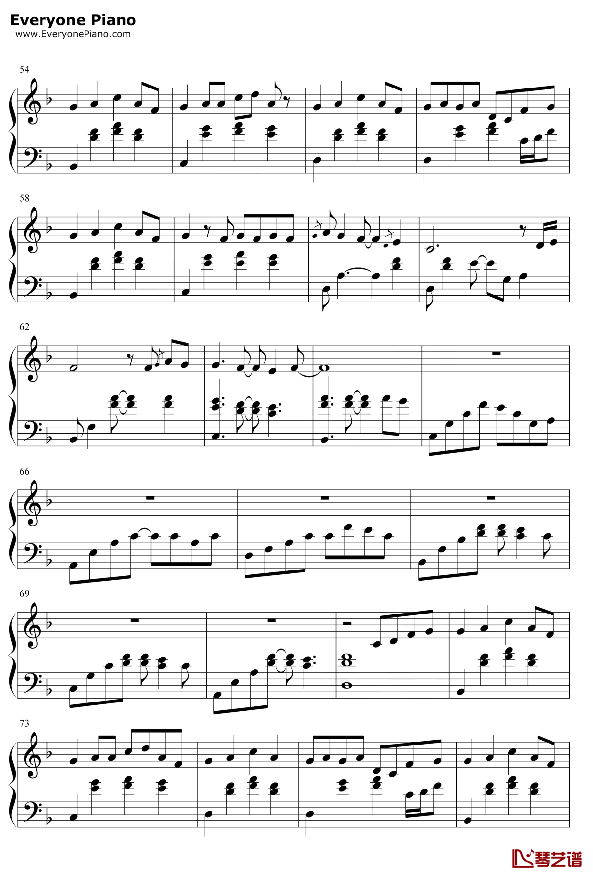 记念钢琴谱4-雷雨心