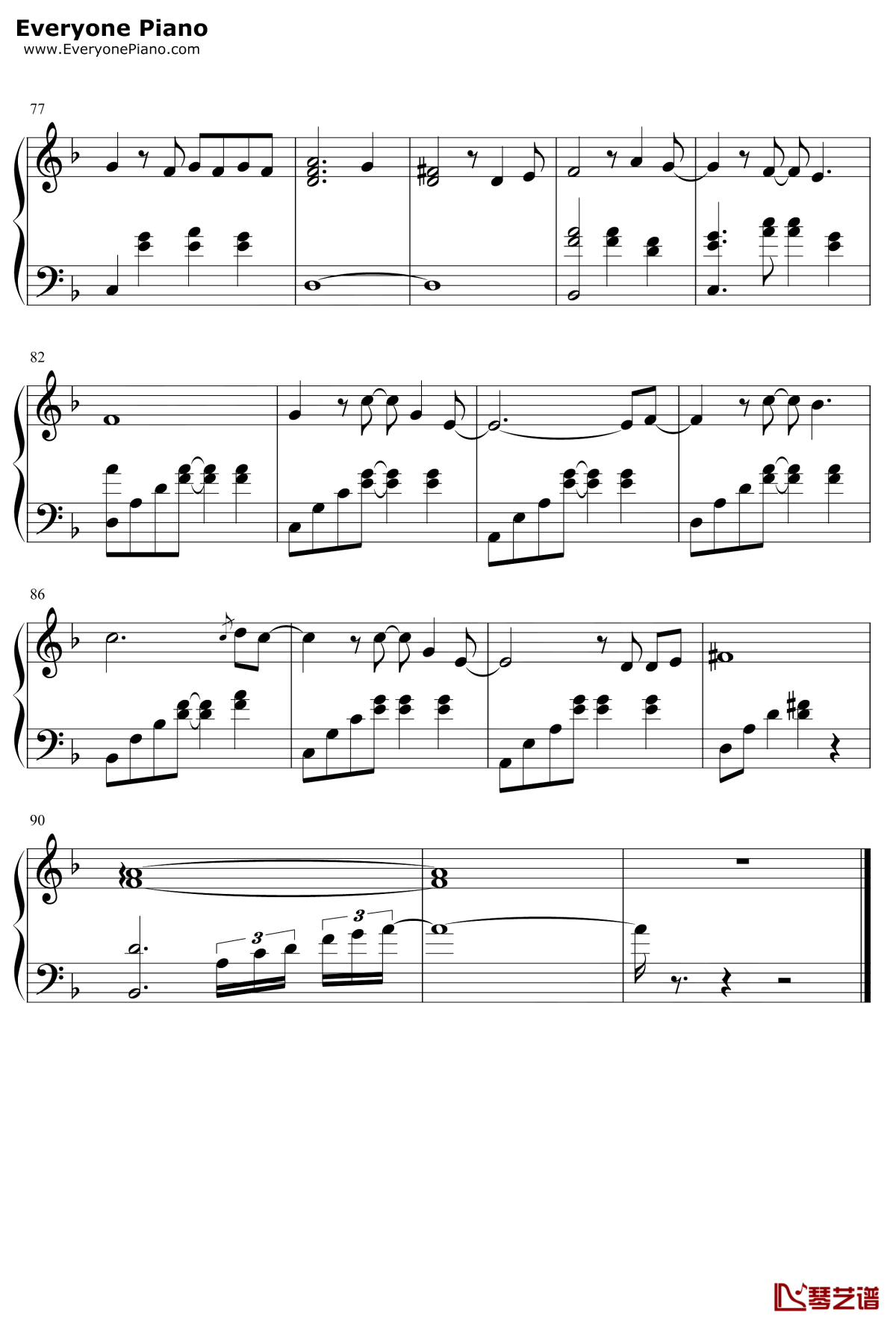 记念钢琴谱5-雷雨心