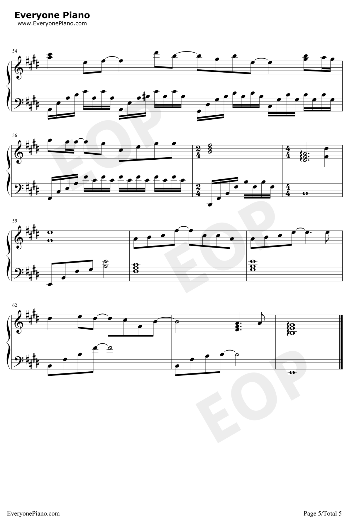 真的傻钢琴谱5-徐佳莹