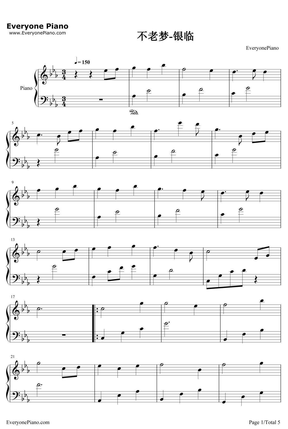 不老梦钢琴谱1-银临