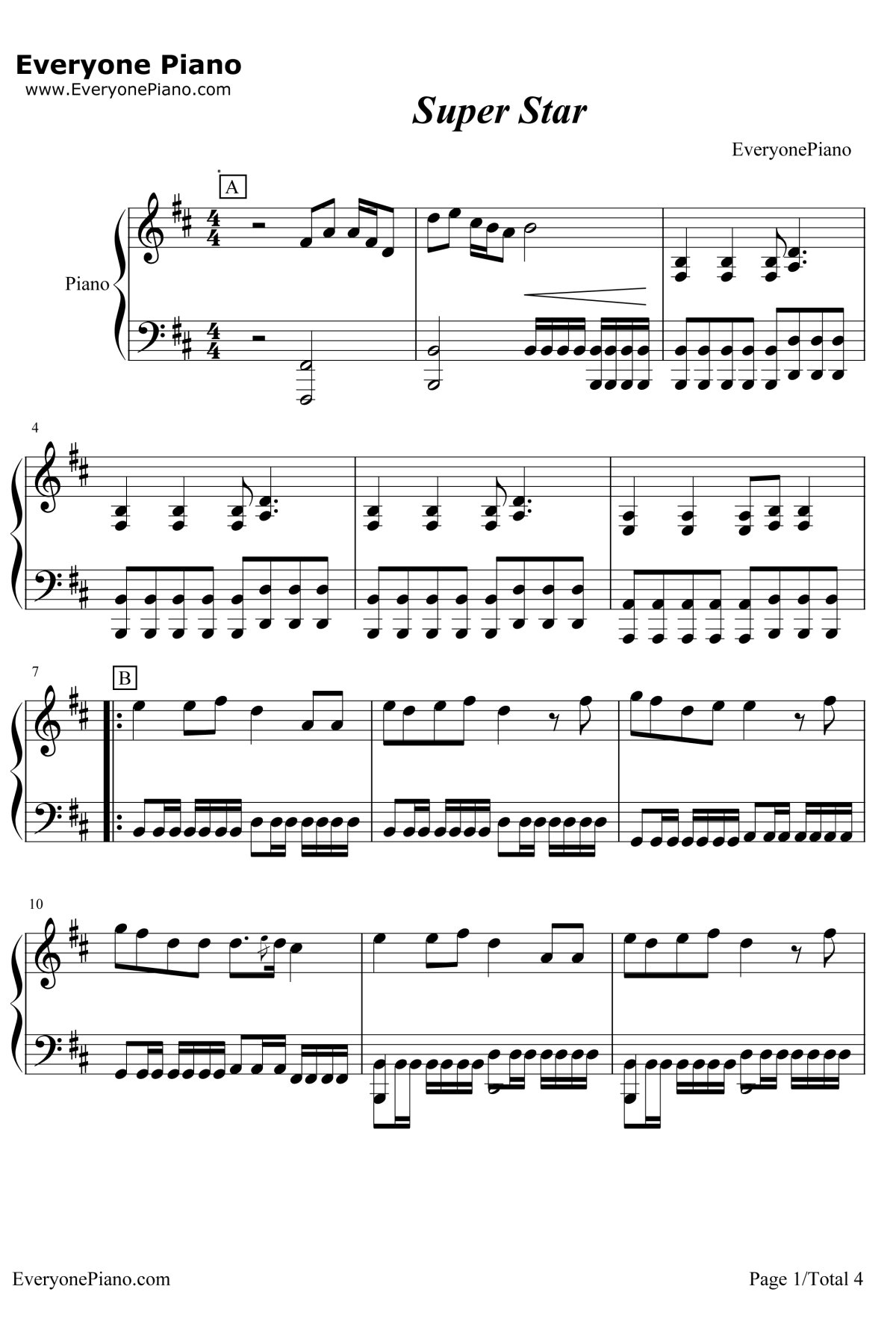 Super-Star钢琴谱1-S.H.E