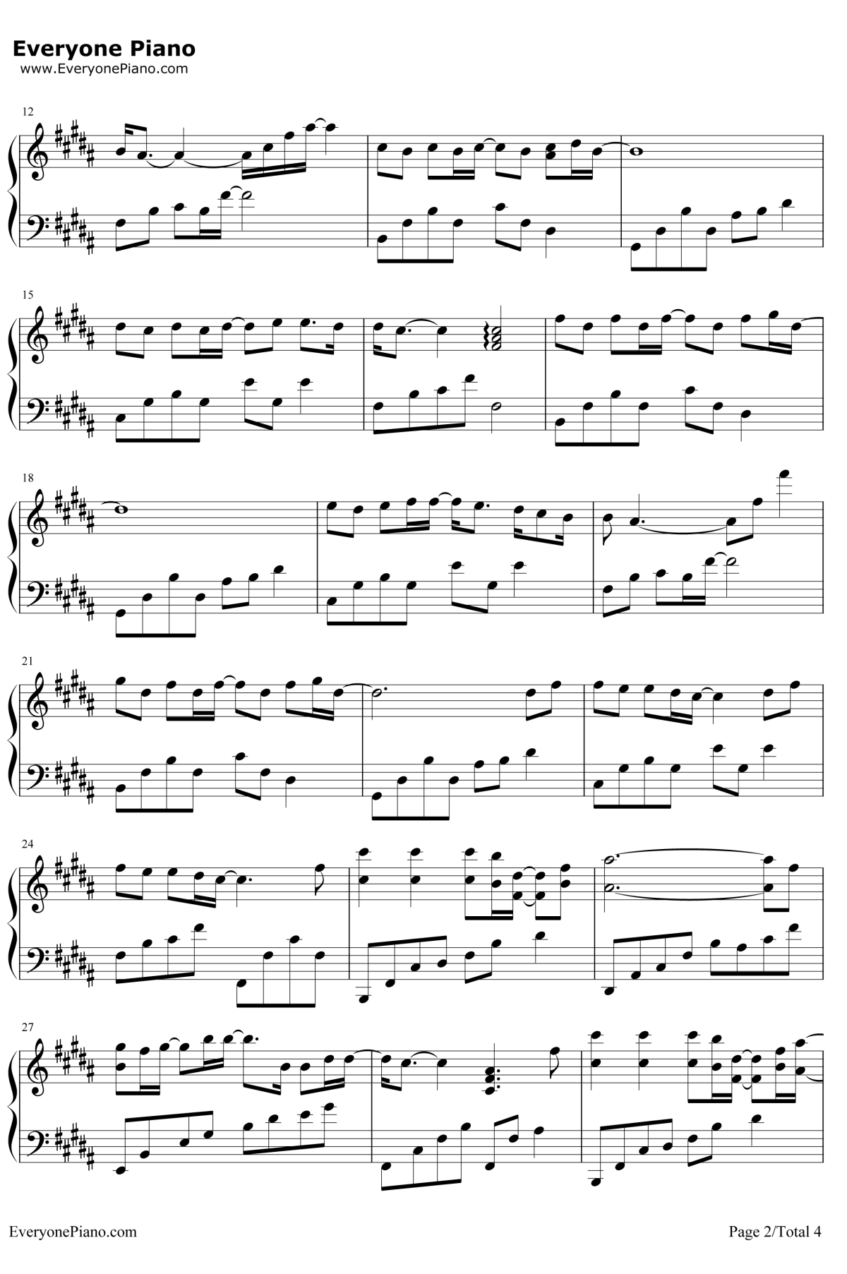 岁月钢琴谱2-王菲