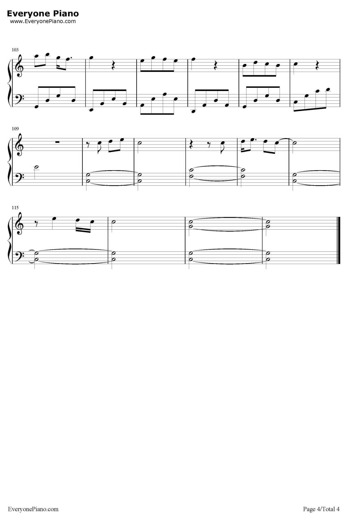 我喜欢上你时的内心活动钢琴谱4-陈绮贞