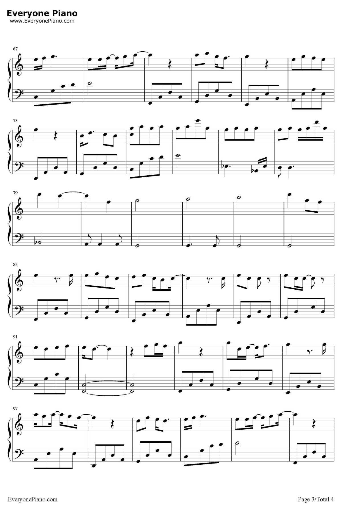 我喜欢上你时的内心活动钢琴谱3-陈绮贞