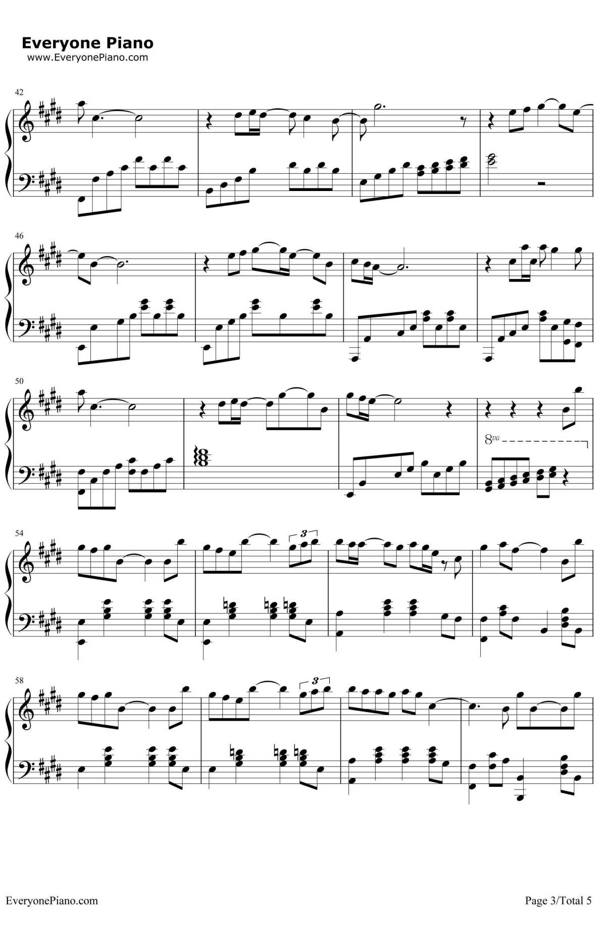 突然想爱你钢琴谱3-许茹芸