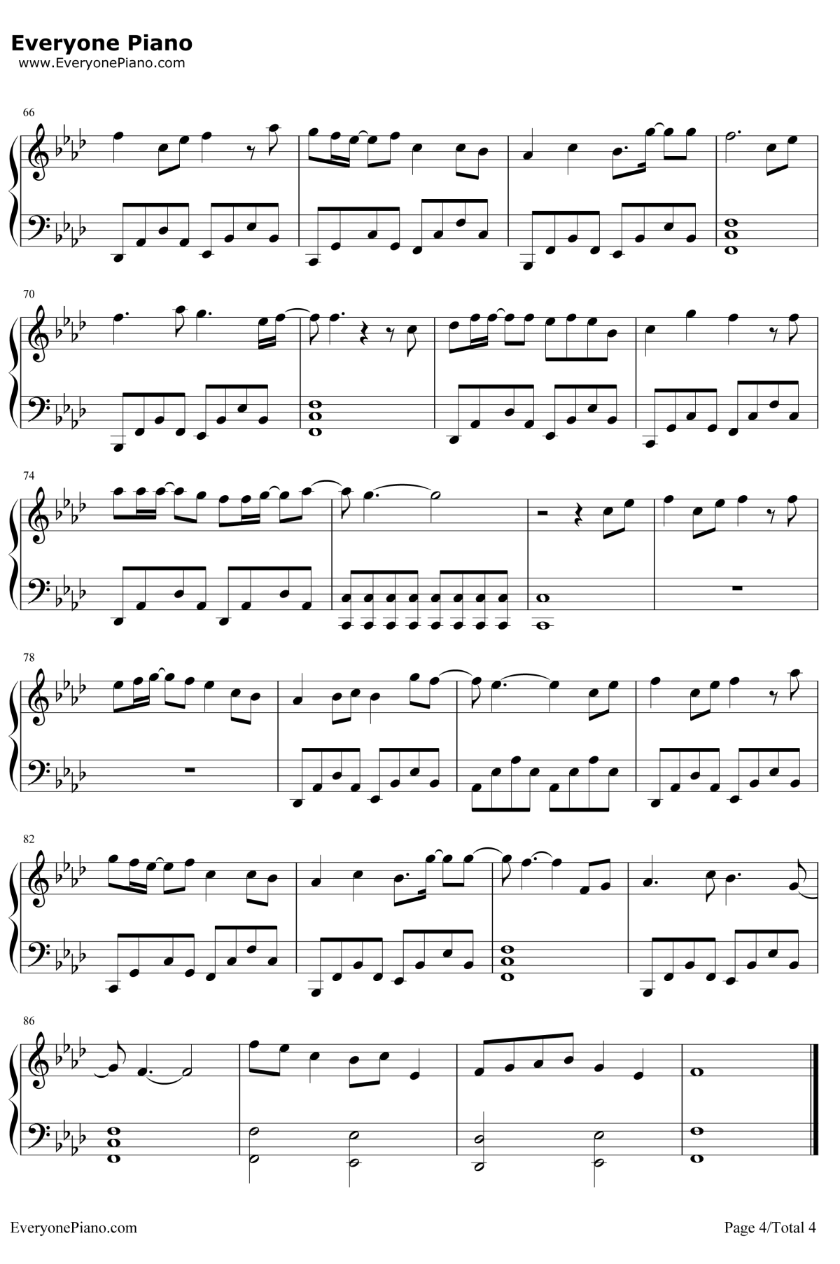 星辰大海是你钢琴谱4-魏晨