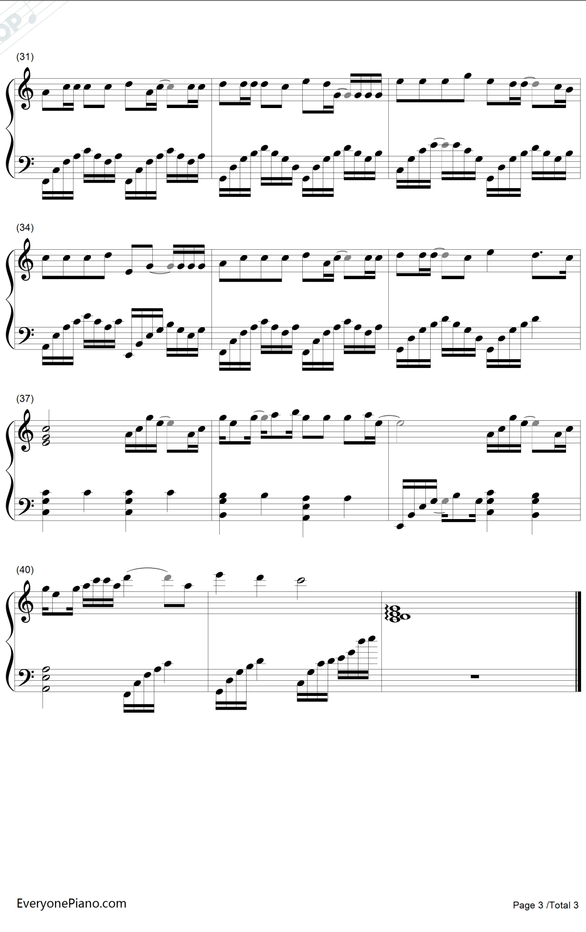 梦醒时分钢琴谱3-陈淑桦