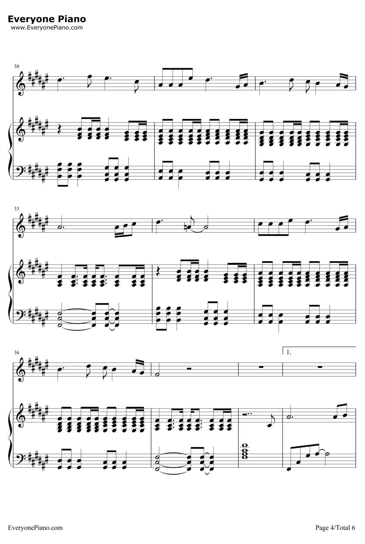 旅行钢琴谱4-许巍