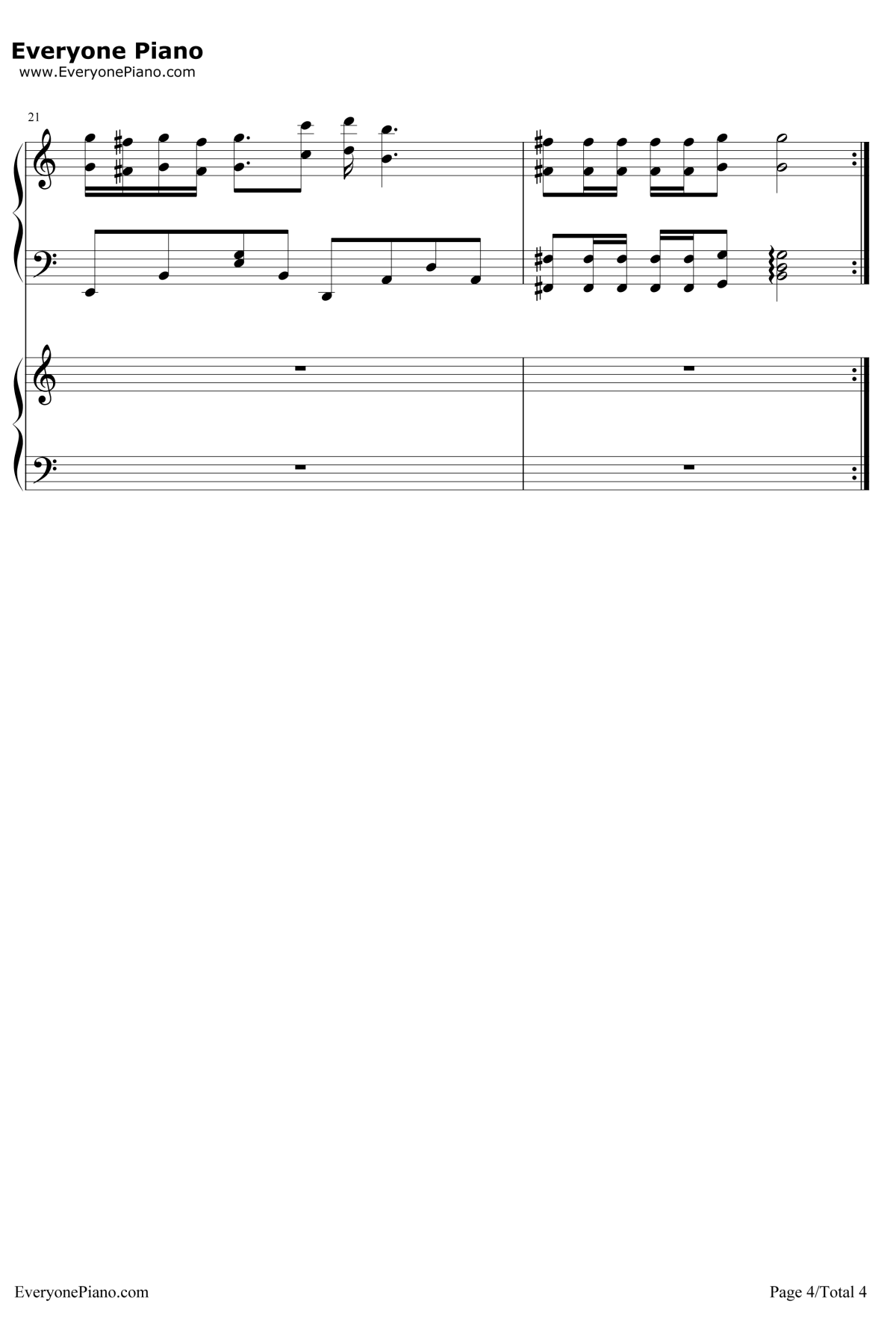 没有如果钢琴谱4-梁静茹