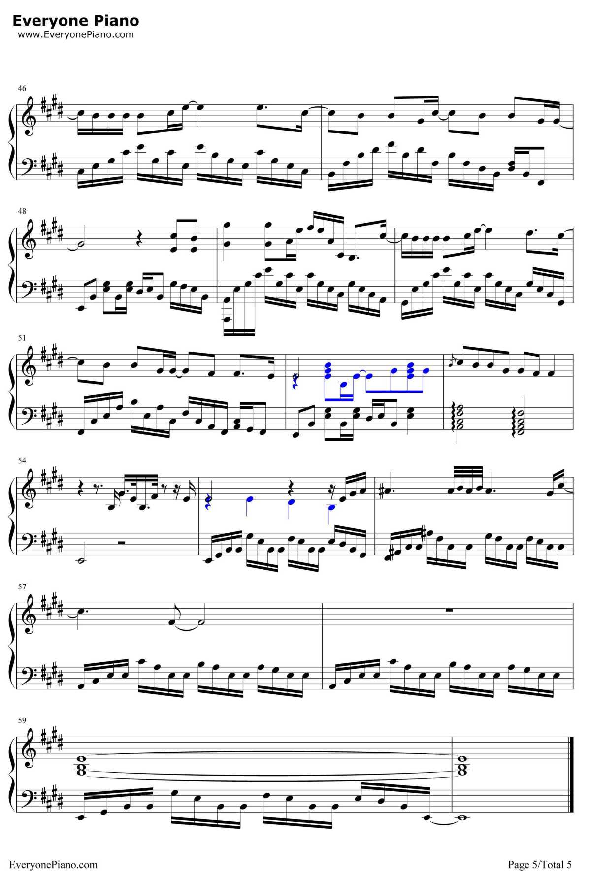 你的背包钢琴谱5-陈奕迅