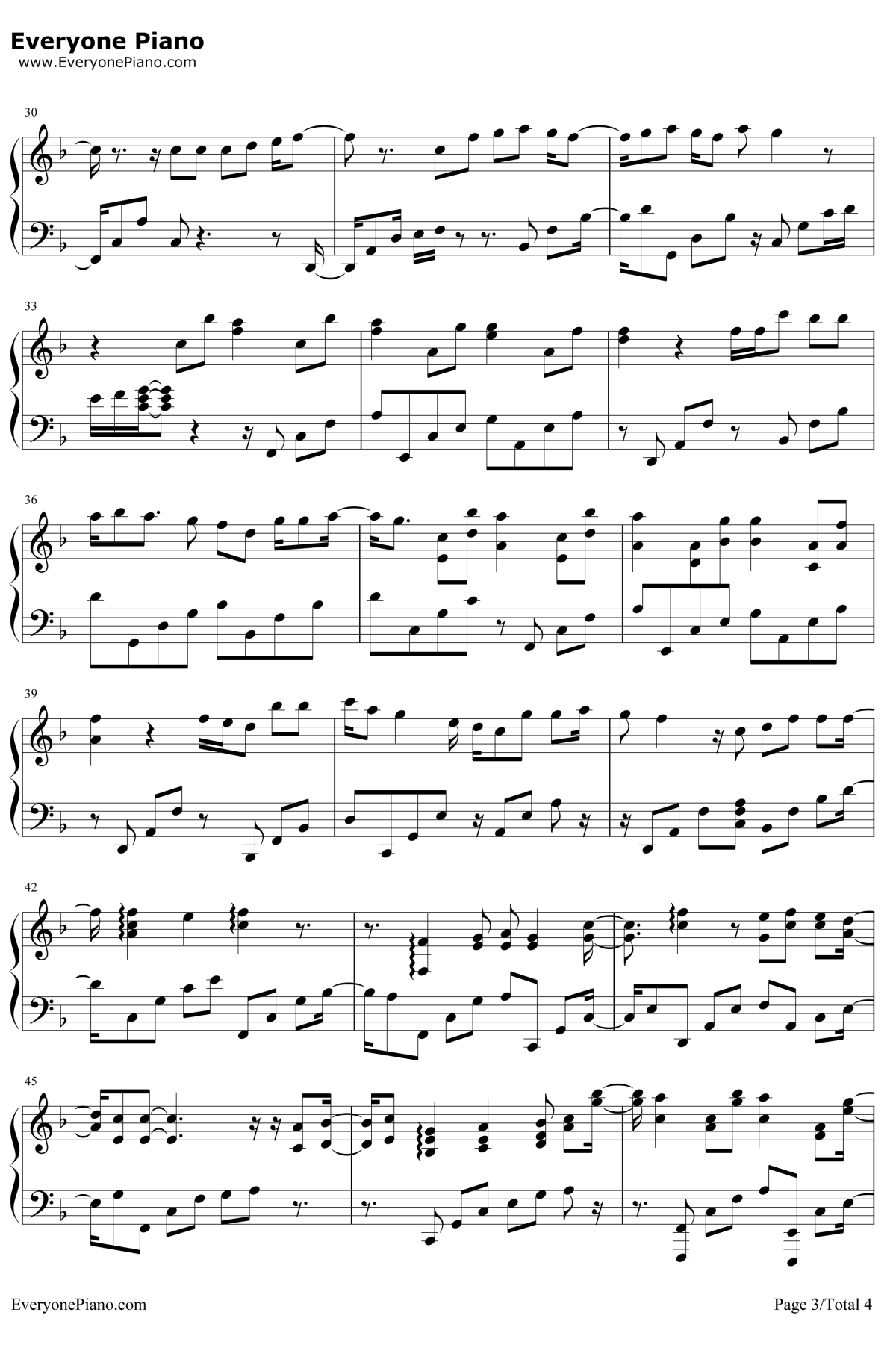 爱情天堂钢琴谱3-陈慧琳