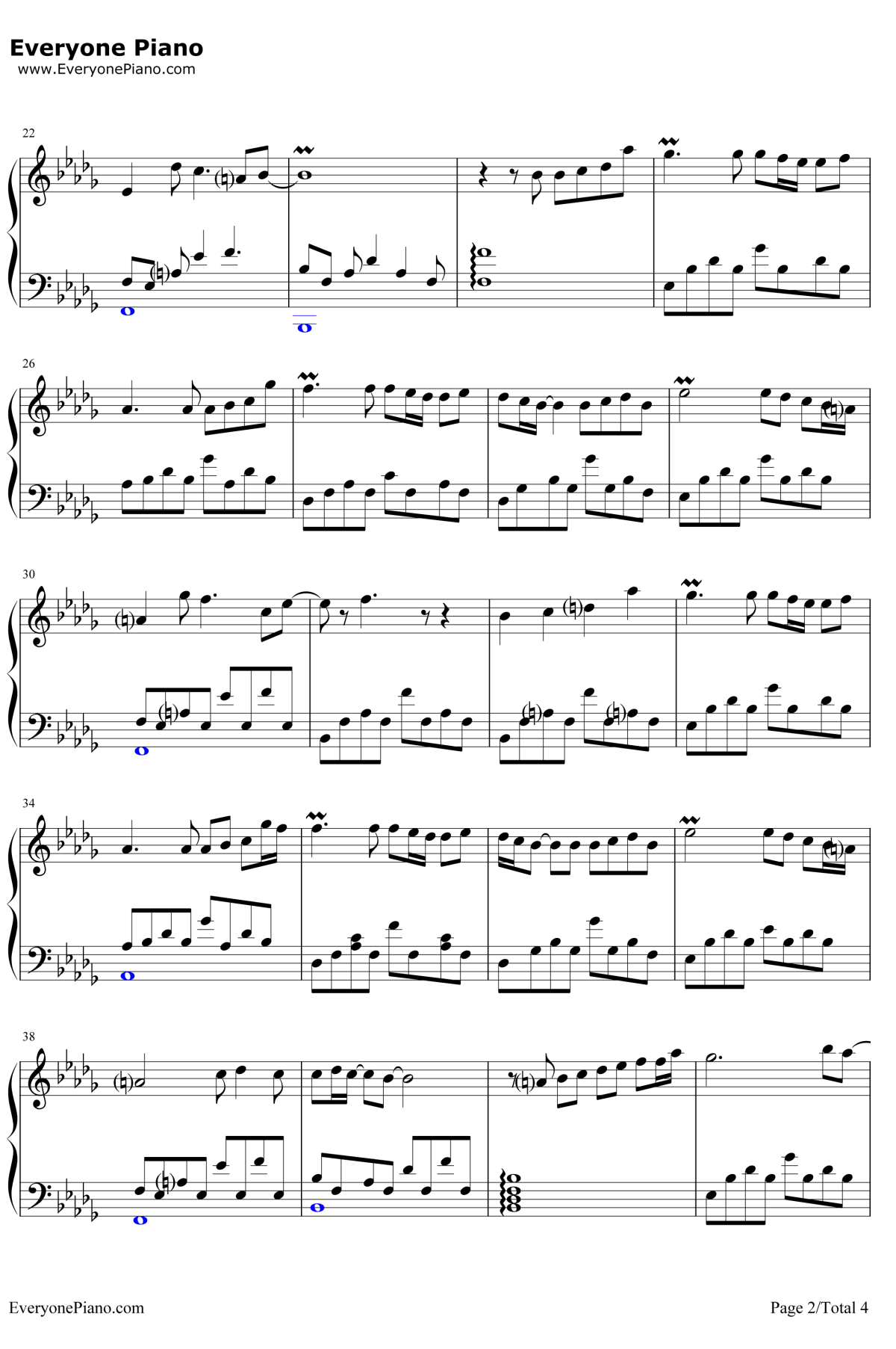 流着泪说分手钢琴谱2-金志文