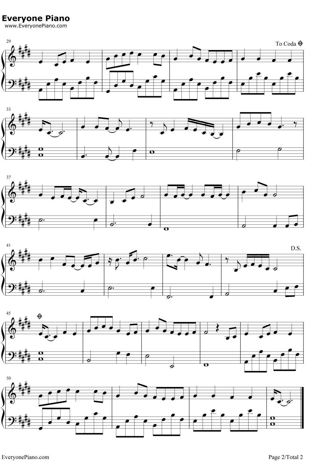 缘分一道桥钢琴谱2-王力宏