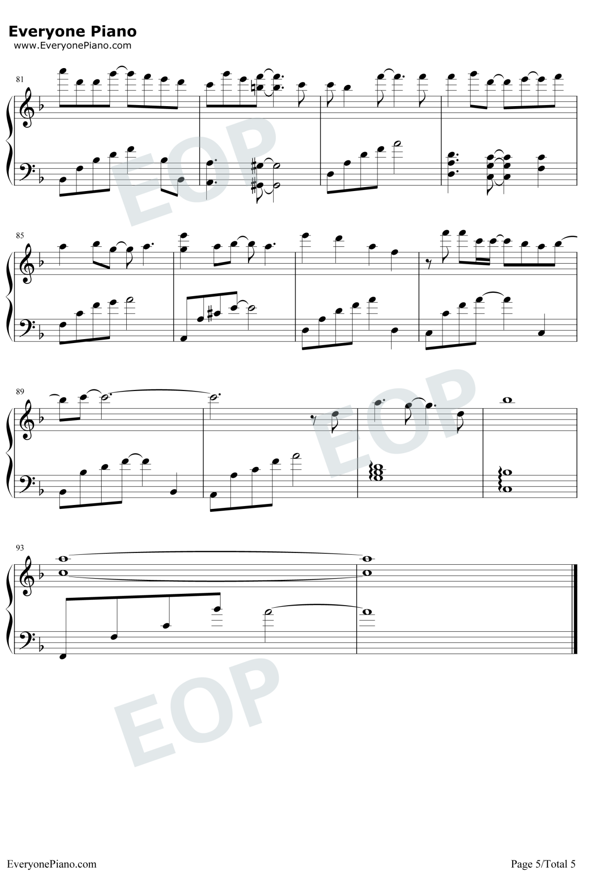 我们的爱没有错钢琴谱5-胡夏