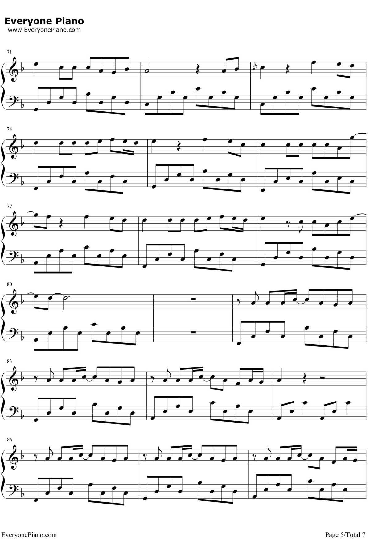 多幸运钢琴谱5-韩安旭