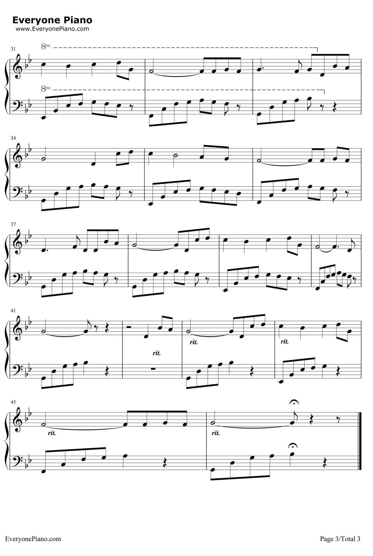 无字碑钢琴谱3-张靓颖