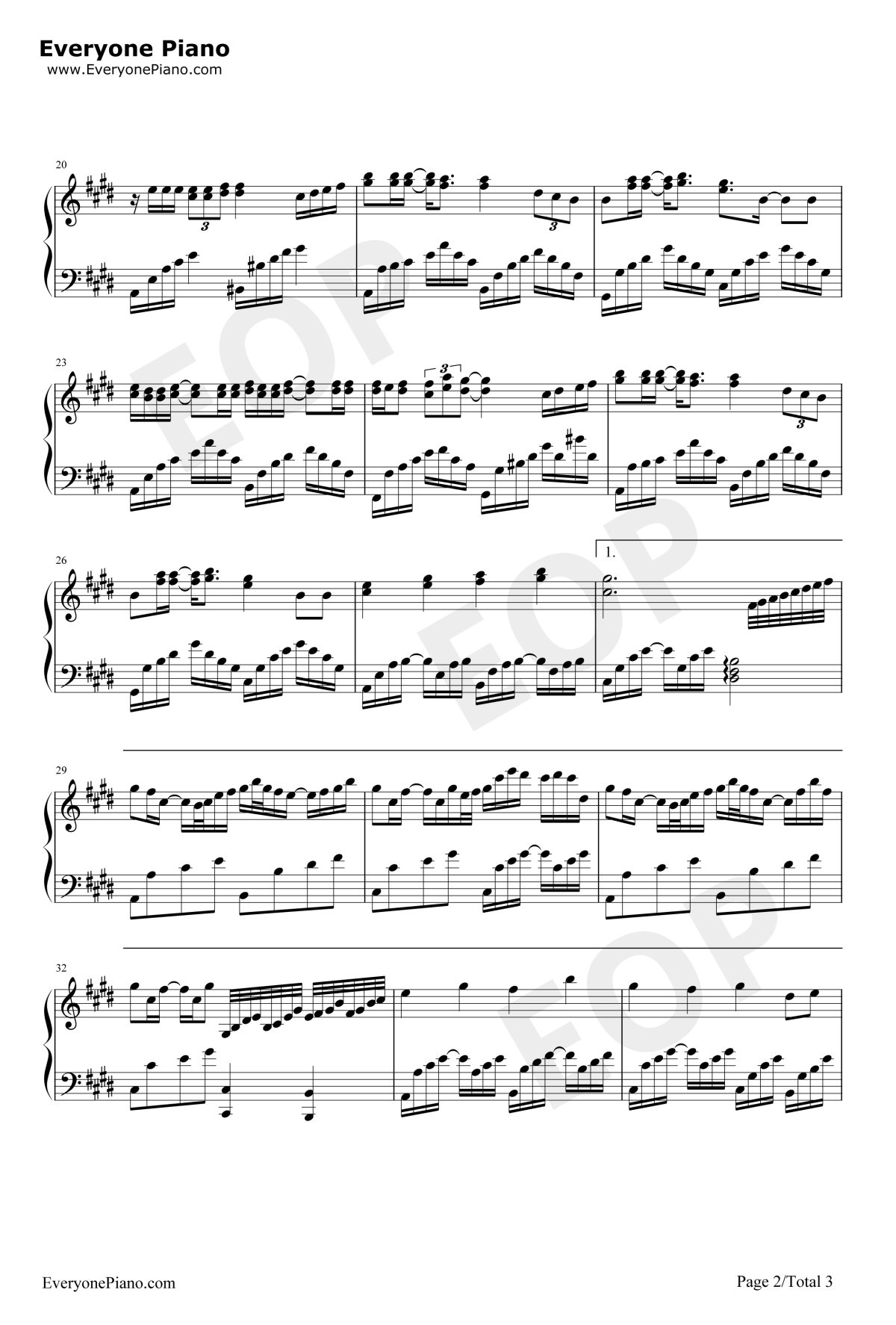 天下钢琴谱2-张杰