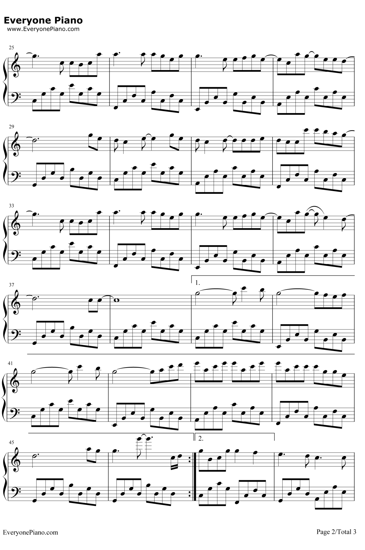 笔记钢琴谱2-周笔畅