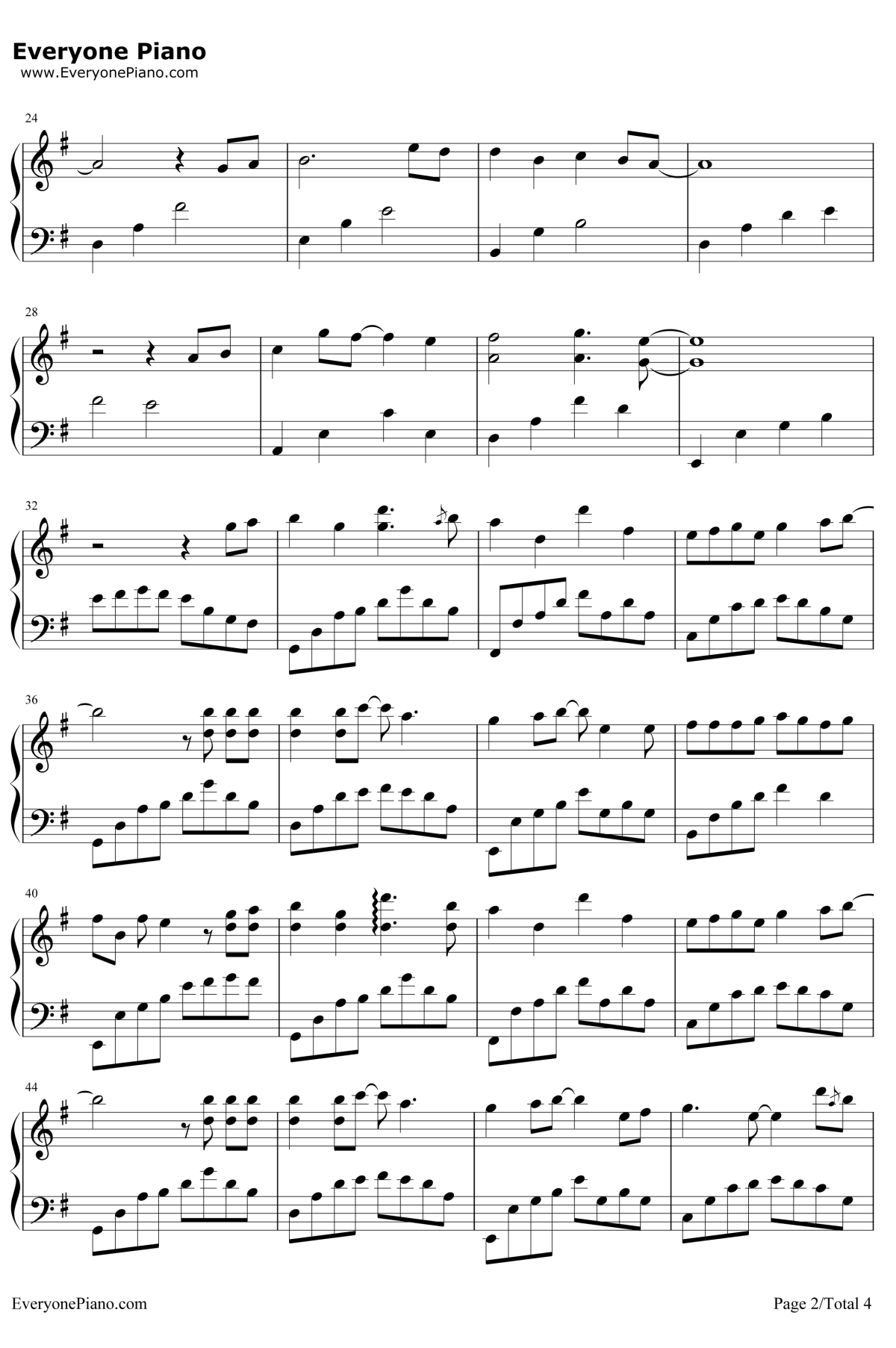 魔鬼中的天使钢琴谱2-田馥甄