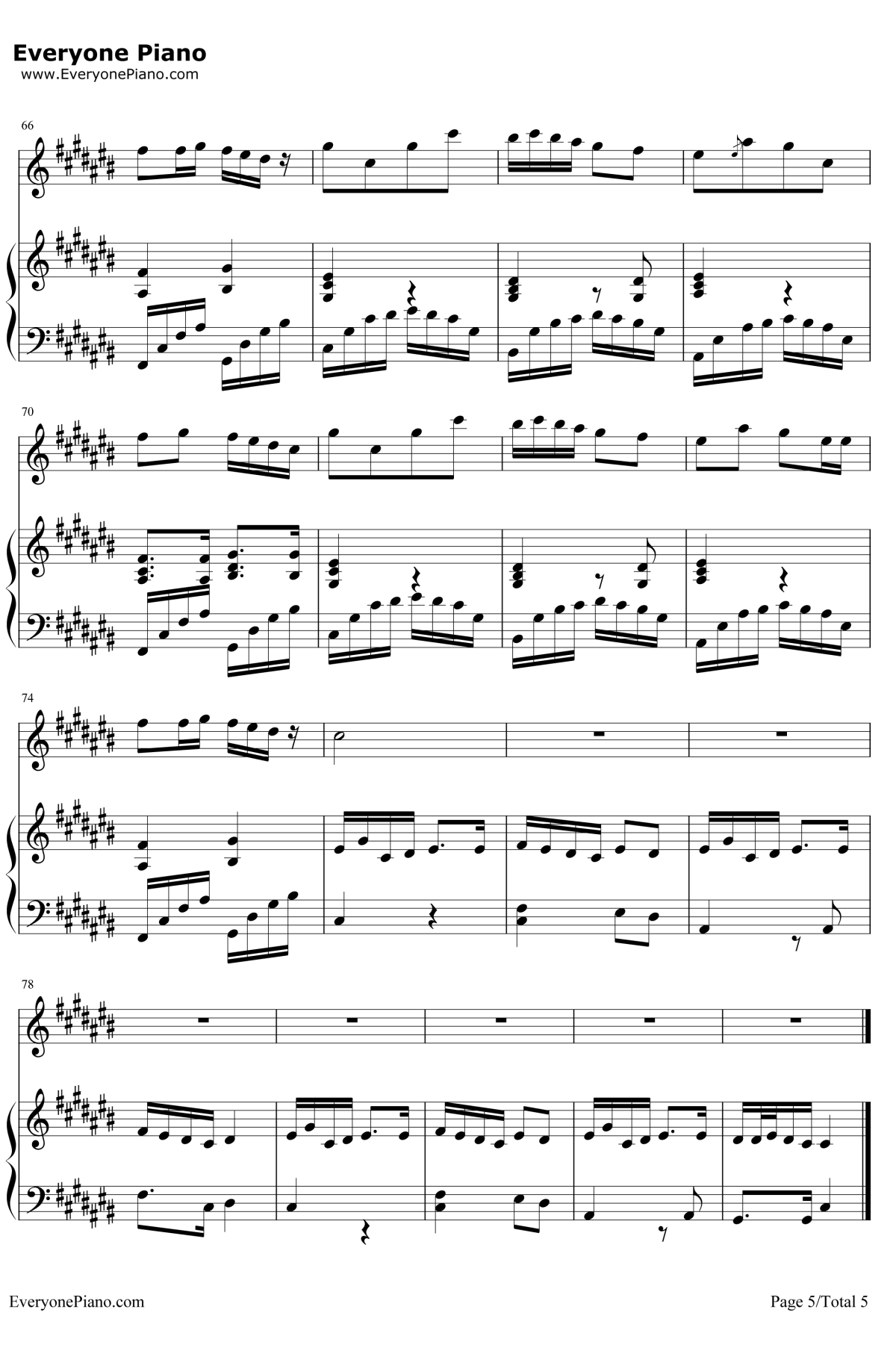 香水百合钢琴谱5-张韶涵