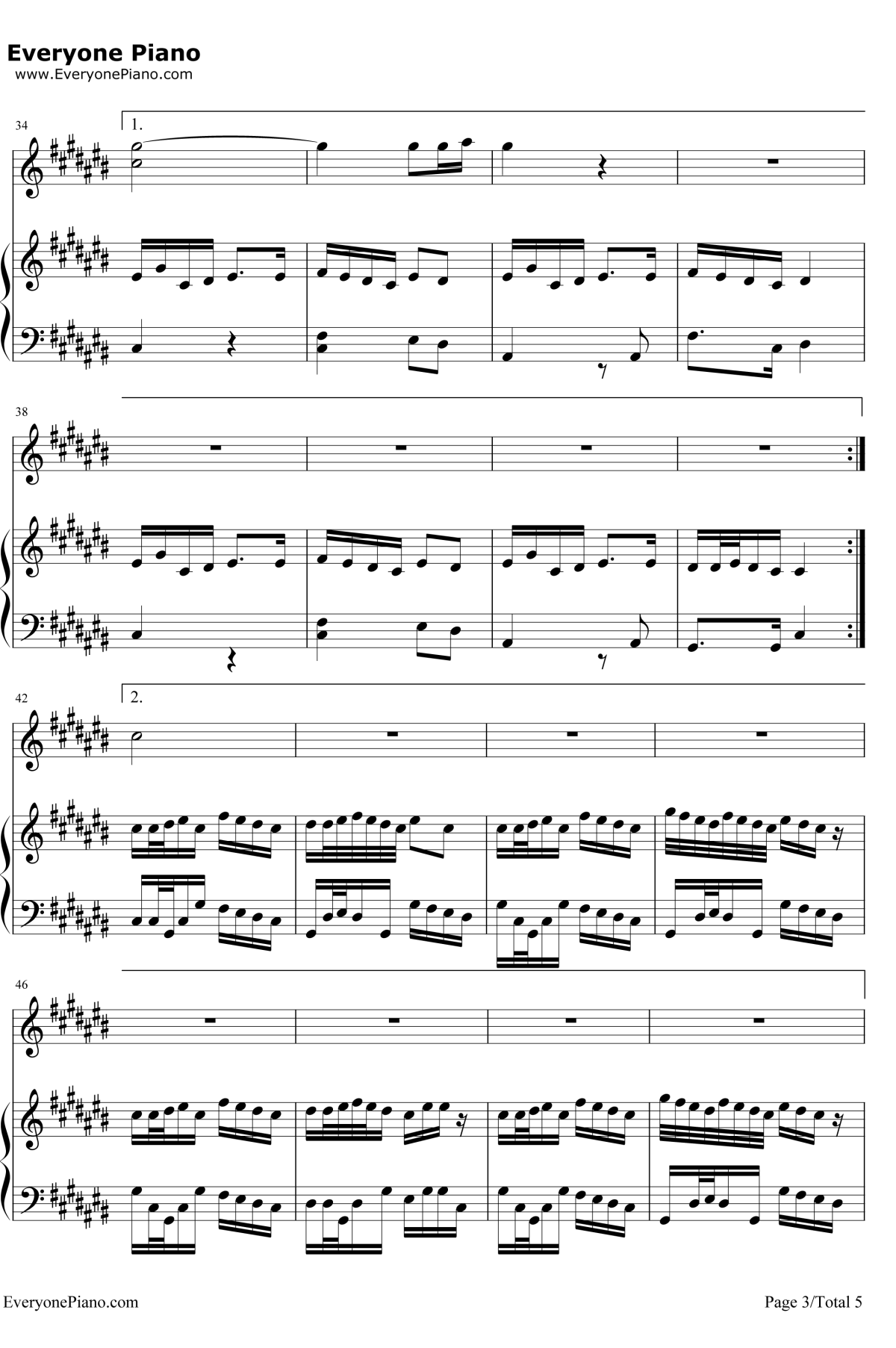 香水百合钢琴谱3-张韶涵