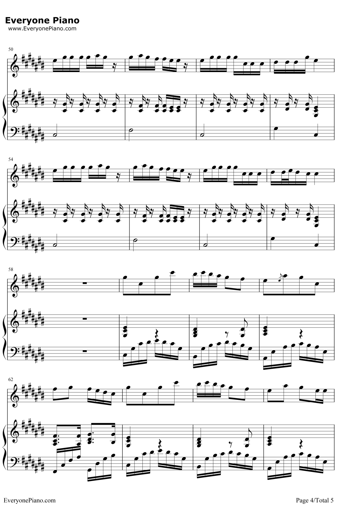 香水百合钢琴谱4-张韶涵