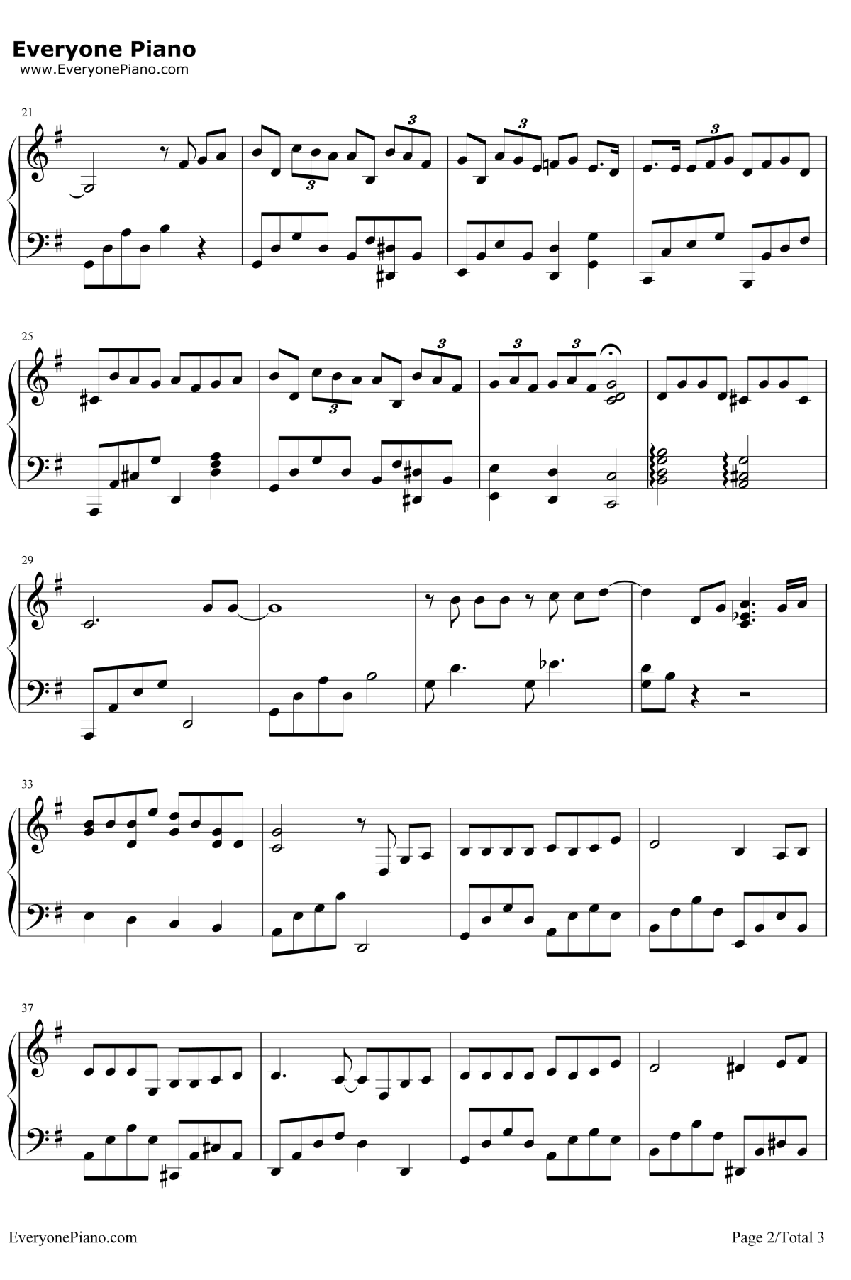 慢慢喜欢你钢琴谱2-莫文蔚