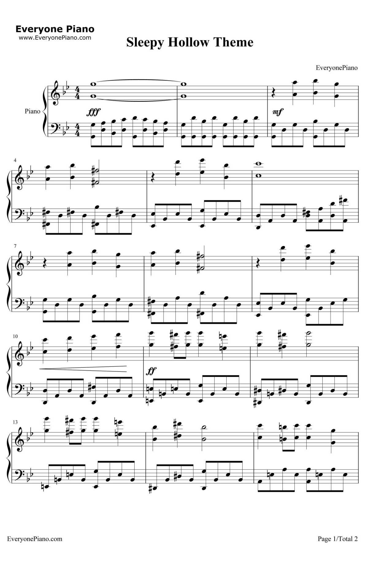 Sleepy Hollow Theme钢琴谱1