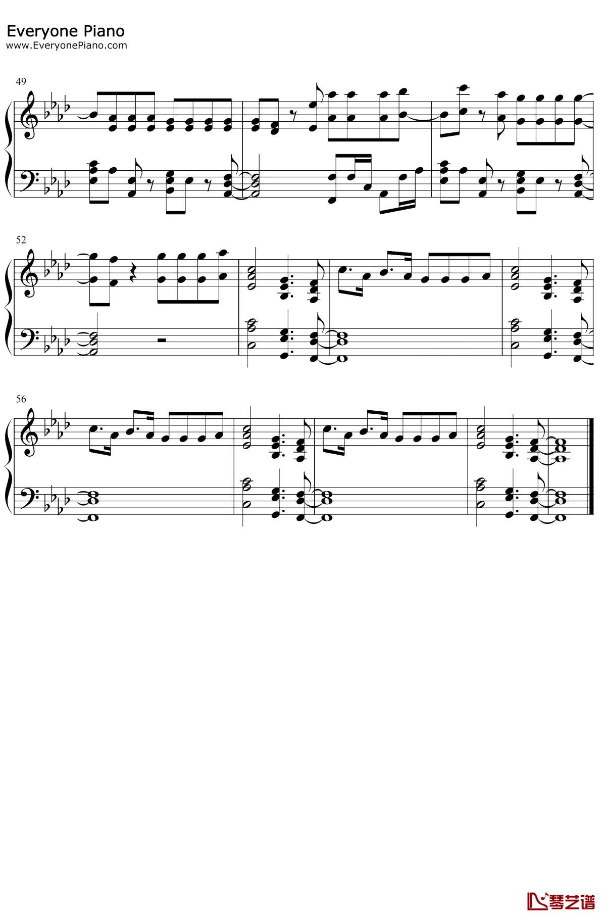 1 Sided Love钢琴谱4